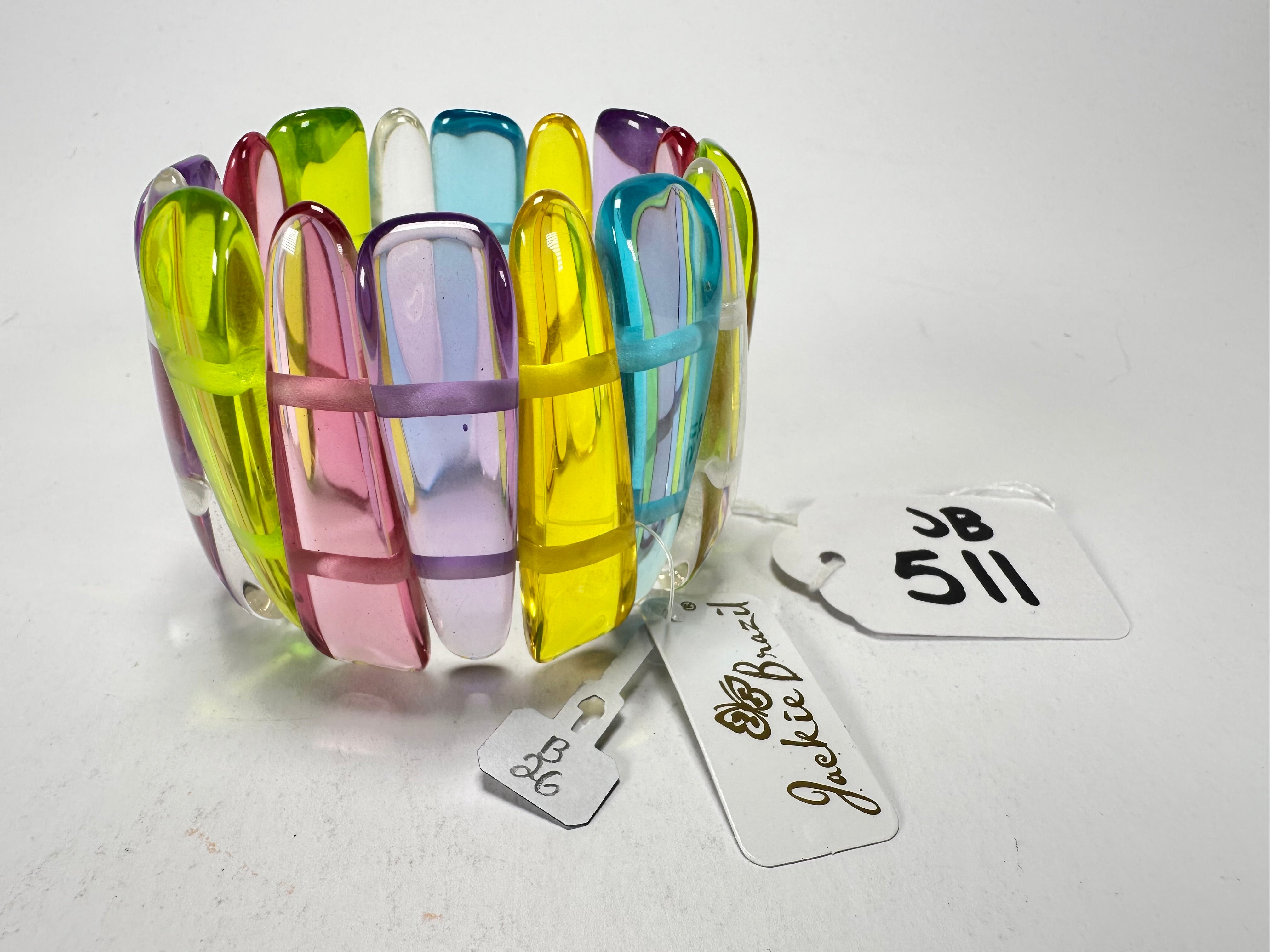 Jackie Brazil "Tulip" Transparent Paris Mix Elasticated Bracelet ( B0026 )