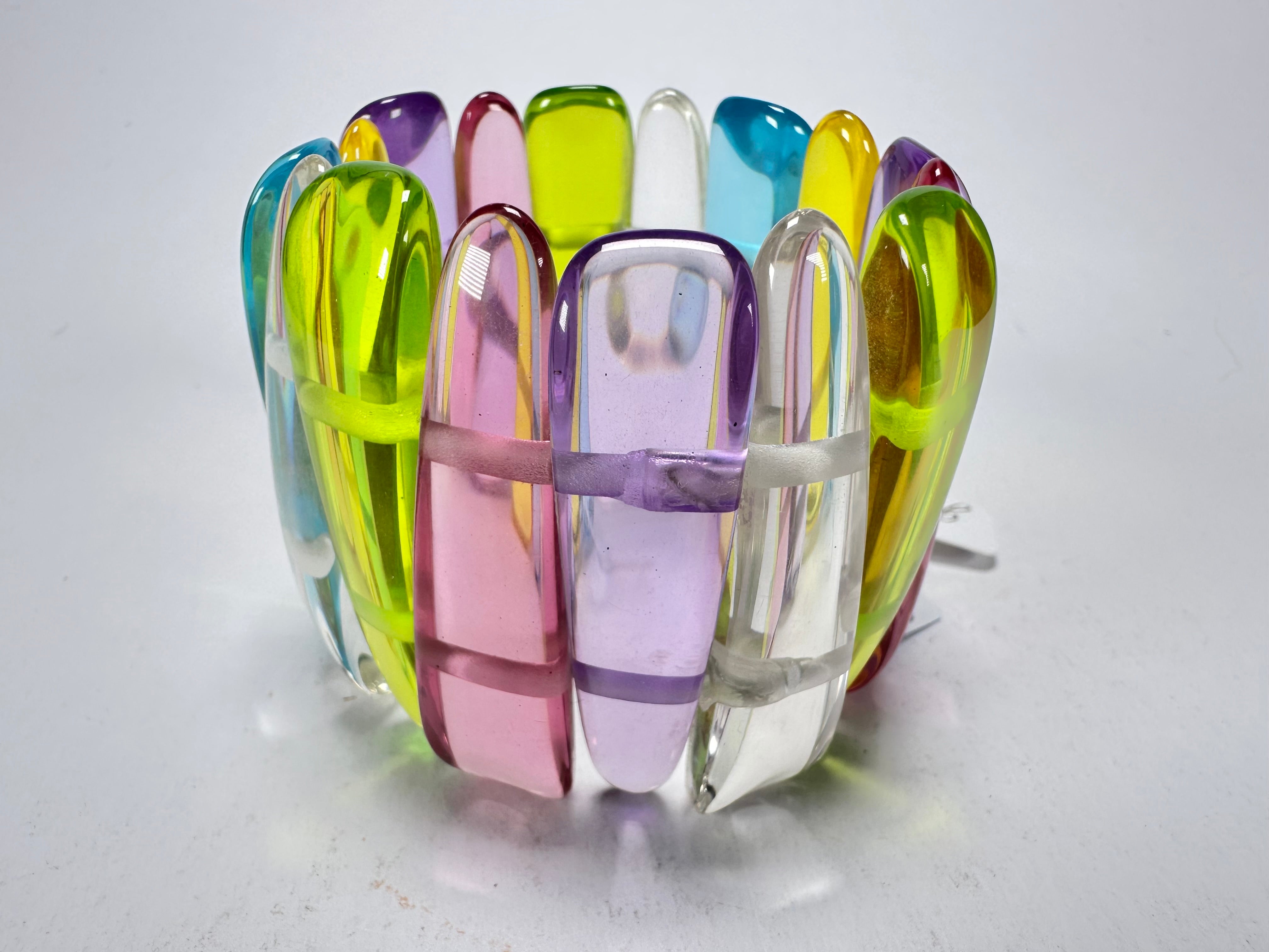 Jackie Brazil "Tulip" Transparent Paris Mix Elasticated Bracelet ( B0026 )