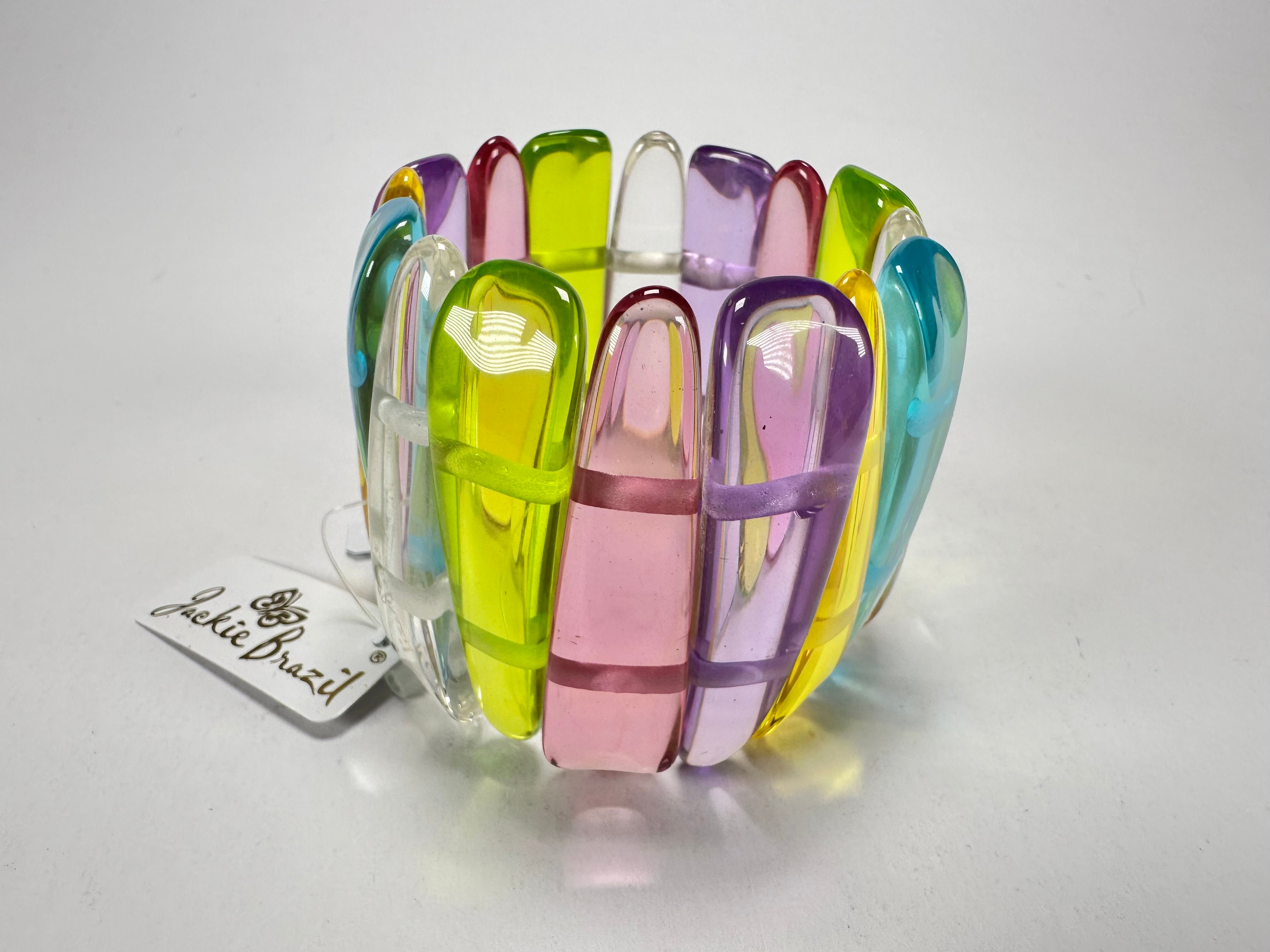 Jackie Brazil "Tulip" Transparent Paris Mix Elasticated Bracelet ( B0026 )