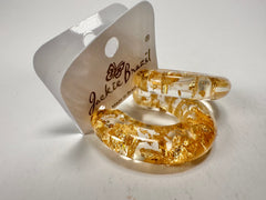 Jackie Brazil "Lucia" Gold Flakes Thick Half Hoop On Pin Resin Earrings ( E0035 )