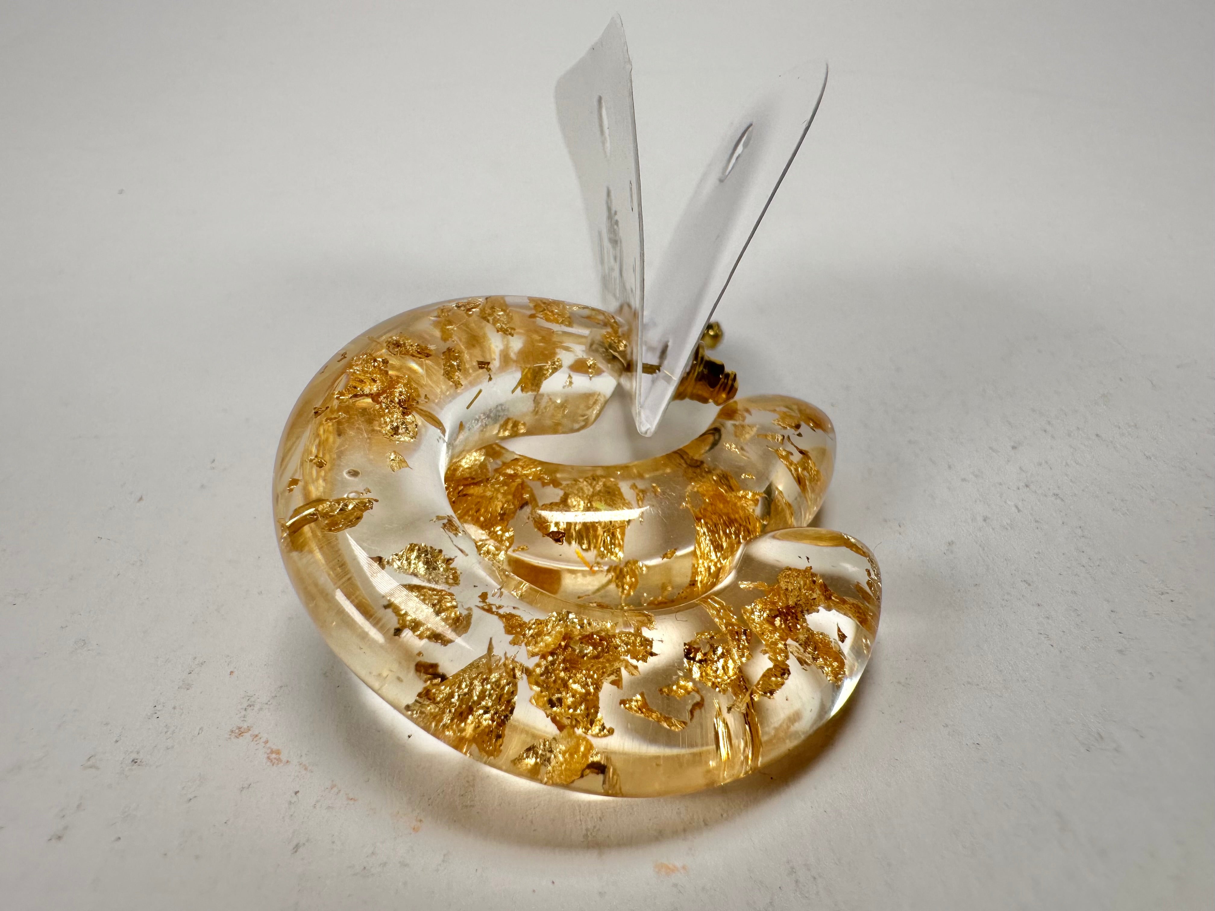 Jackie Brazil "Lucia" Gold Flakes Thick Half Hoop On Pin Resin Earrings ( E0035 )
