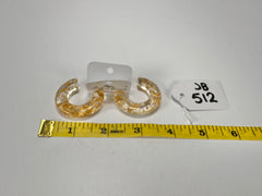 Jackie Brazil "Lucia" Gold Flakes Thick Half Hoop On Pin Resin Earrings ( E0035 )