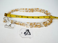 Jackie Brazil "Romeo" Gold Flakes Linked Rectangle Beads Necklace ( N0034 )