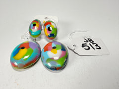 Jackie Brazil "Kandinsky" Medium Riverstone Double Pendant Resin Earrings ( E3900 )