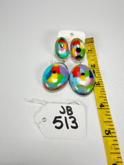 Jackie Brazil "Kandinsky" Medium Riverstone Double Pendant Resin Earrings ( E3900 )