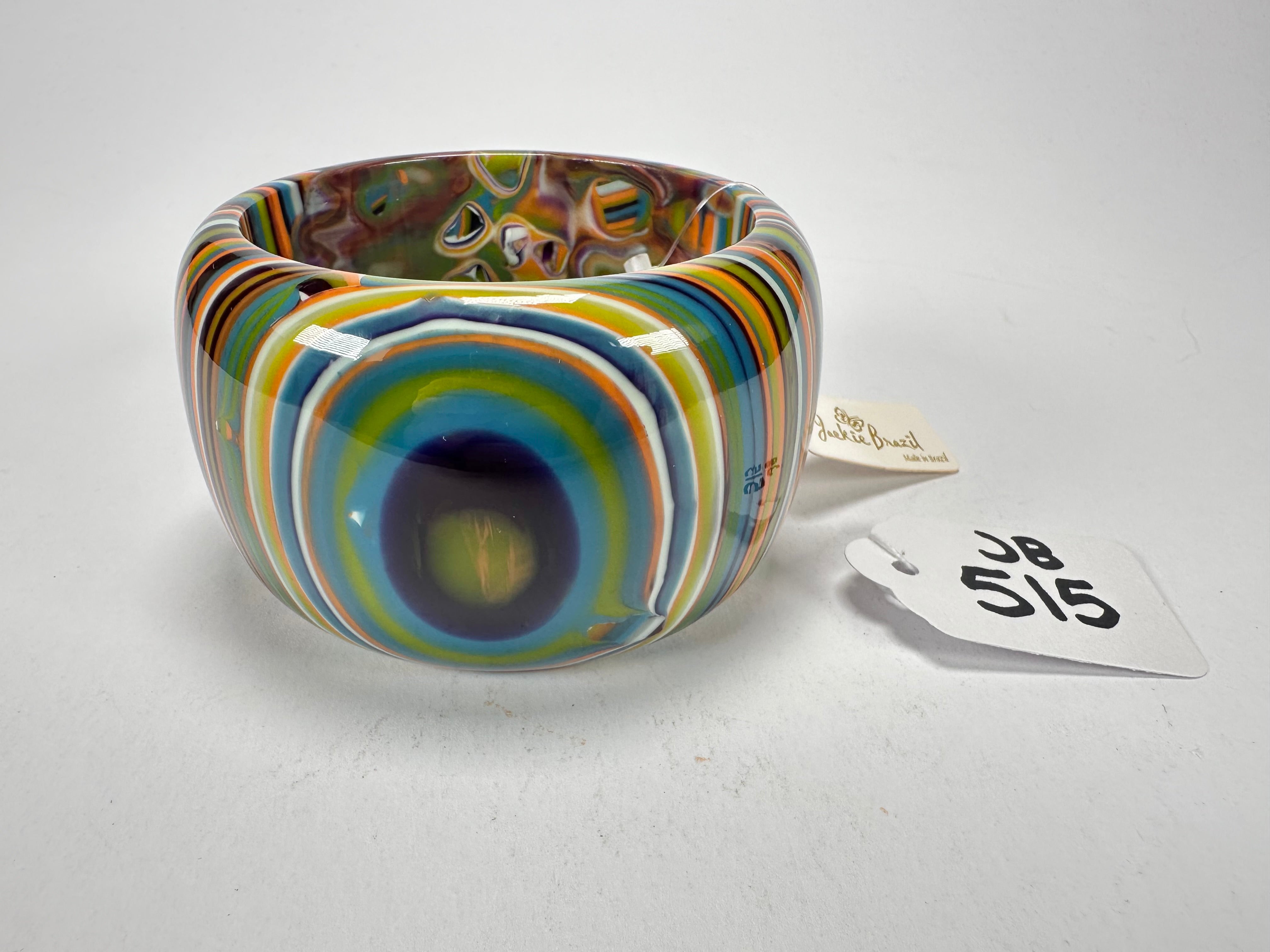 Jackie Brazil "Tiger" Liquorice Allsorts with Cat Eye Winter Colour 5cm Resin Bangle ( B0932 )