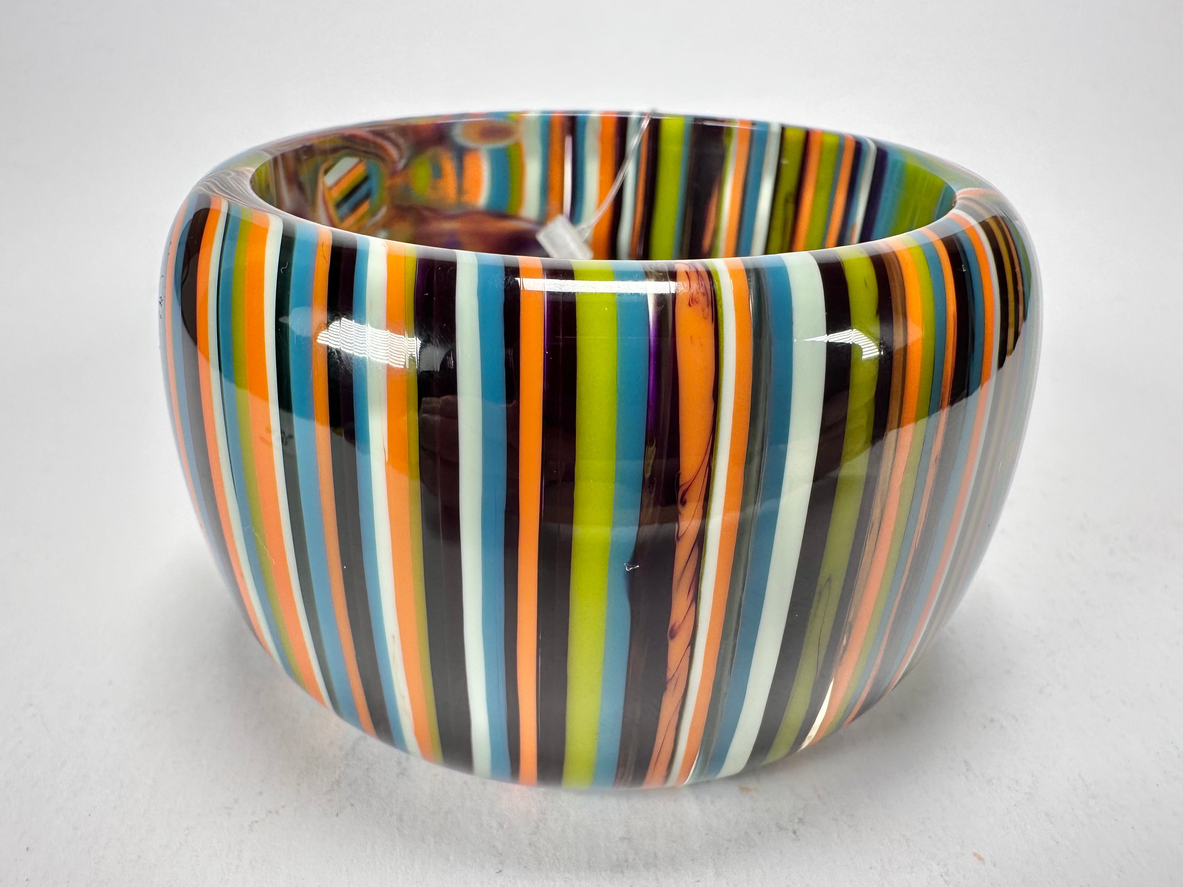 Jackie Brazil "Tiger" Liquorice Allsorts with Cat Eye Winter Colour 5cm Resin Bangle ( B0932 )