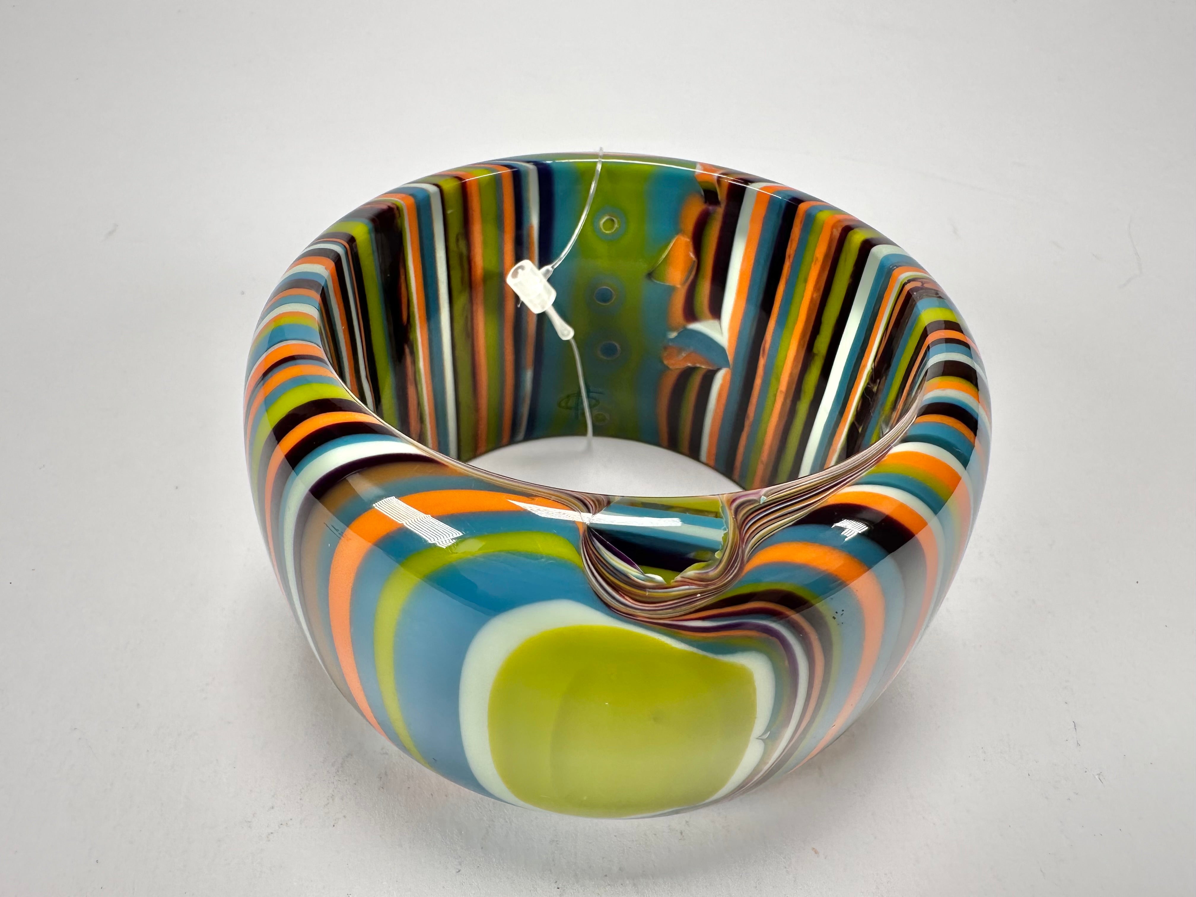Jackie Brazil "Tiger" Liquorice Allsorts with Cat Eye Winter Colour 5cm Resin Bangle ( B0932 )