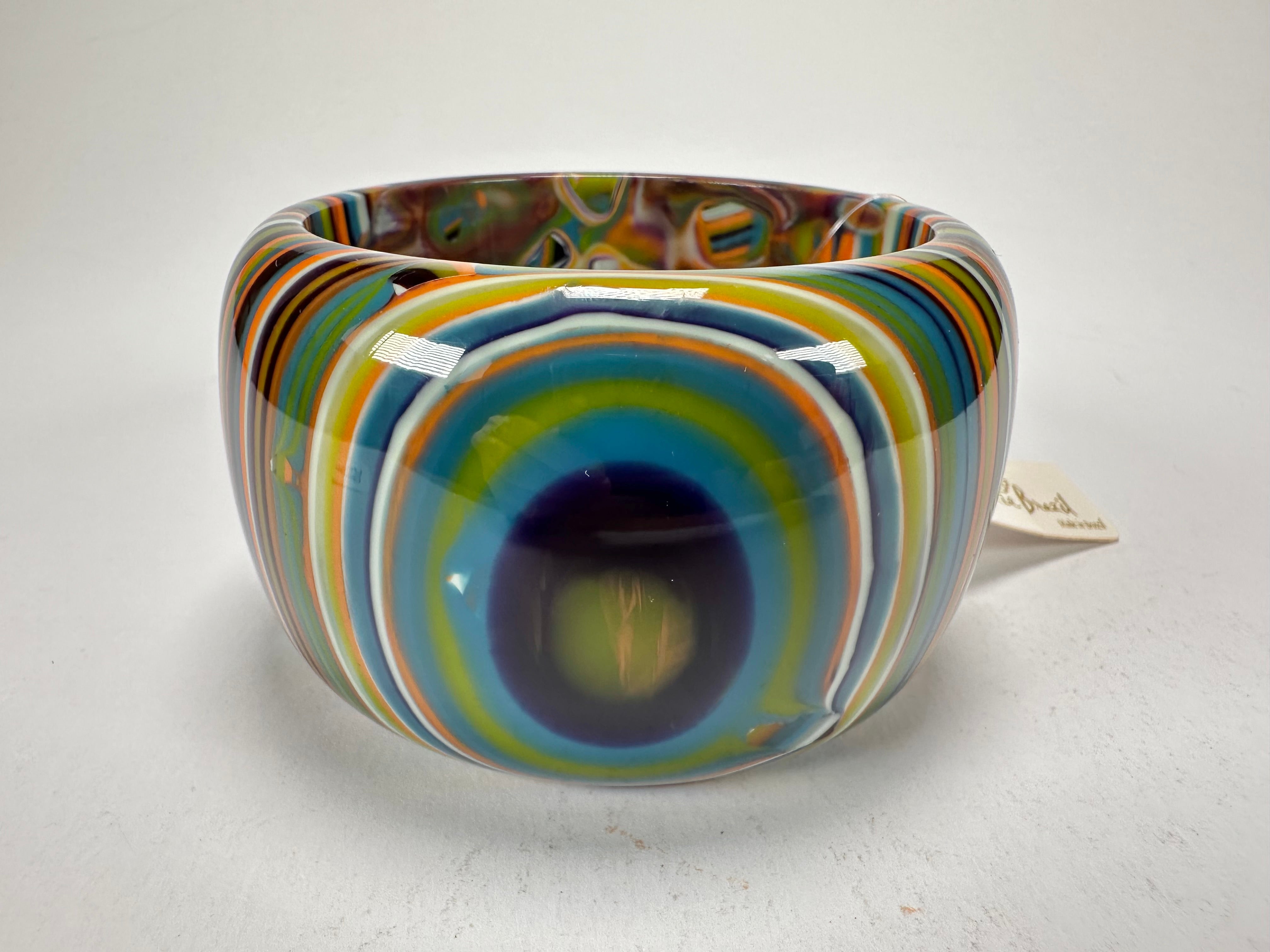 Jackie Brazil "Tiger" Liquorice Allsorts with Cat Eye Winter Colour 5cm Resin Bangle ( B0932 )