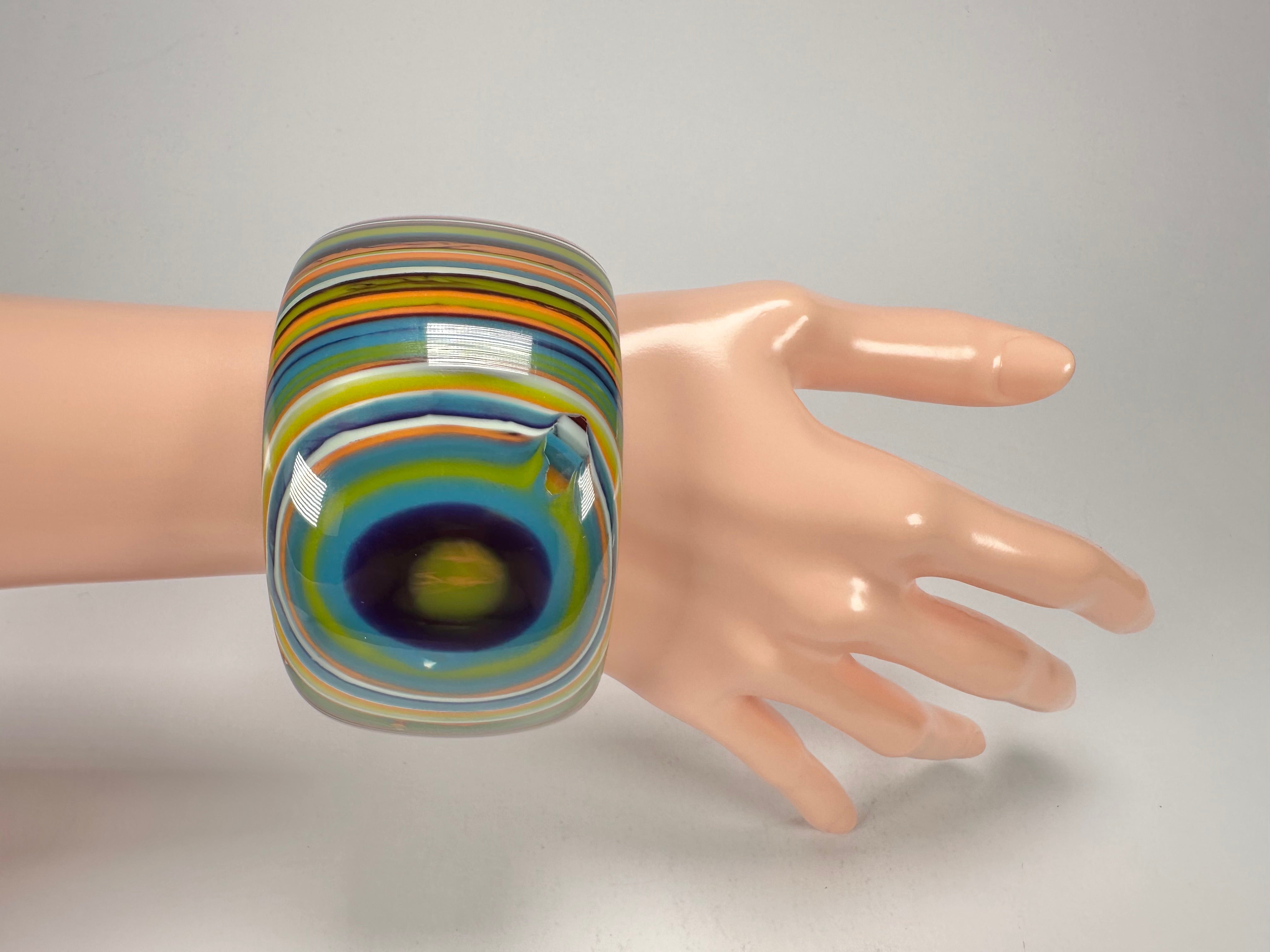 Jackie Brazil "Tiger" Liquorice Allsorts with Cat Eye Winter Colour 5cm Resin Bangle ( B0932 )