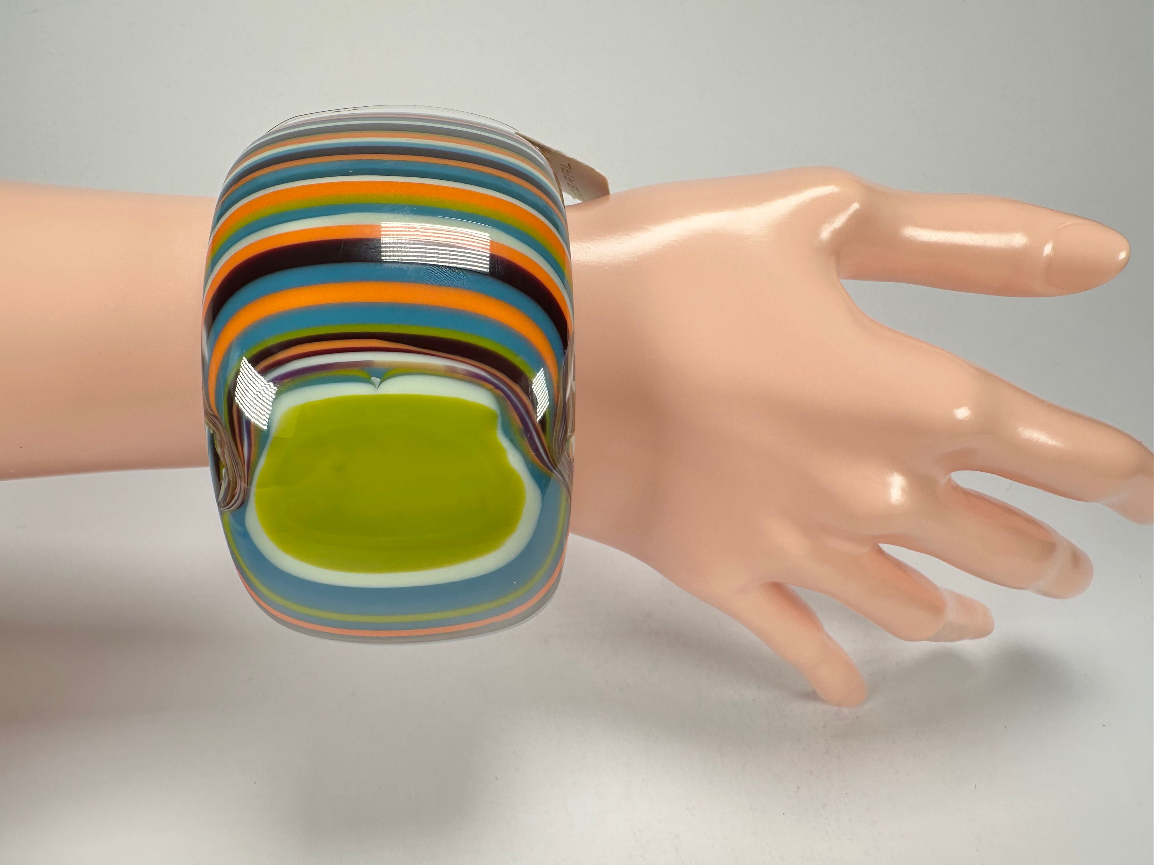 Jackie Brazil "Tiger" Liquorice Allsorts with Cat Eye Winter Colour 5cm Resin Bangle ( B0932 )