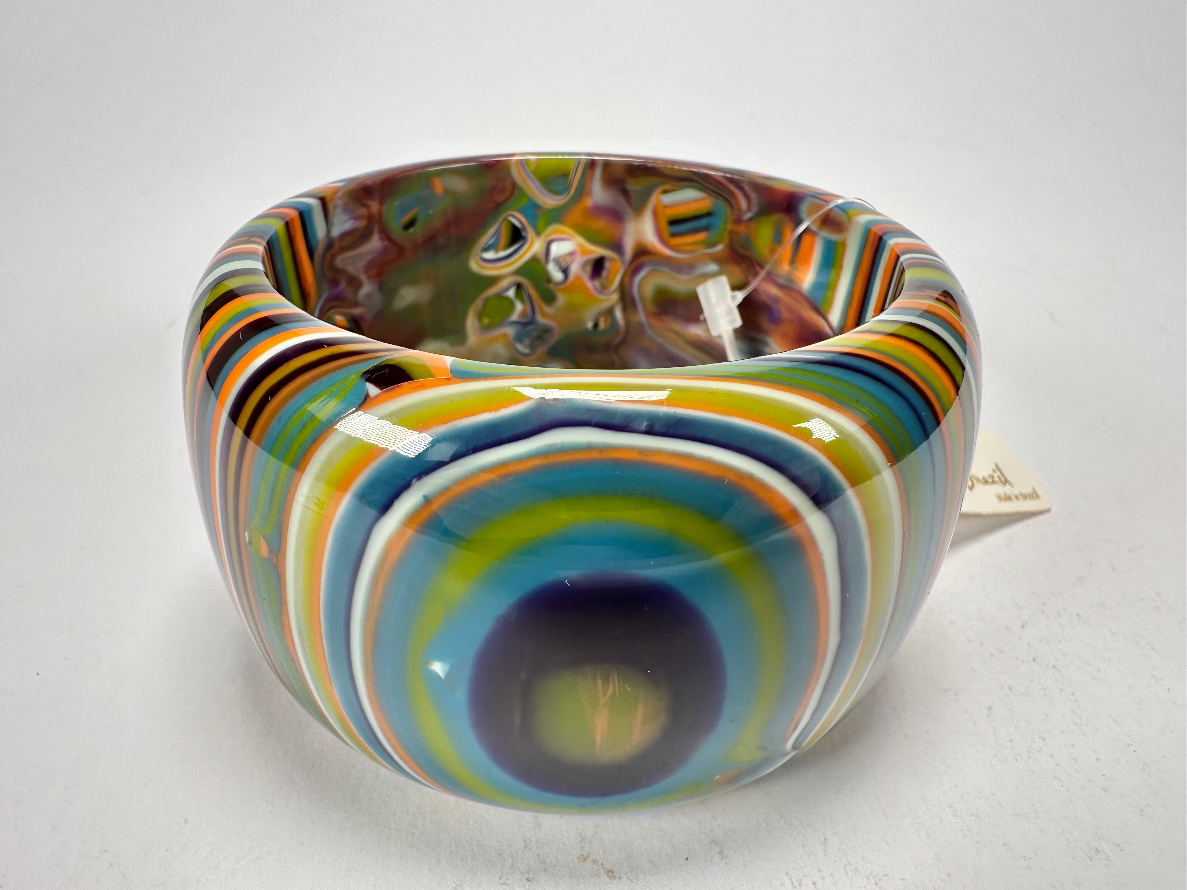 Jackie Brazil "Tiger" Liquorice Allsorts with Cat Eye Winter Colour 5cm Resin Bangle ( B0932 )