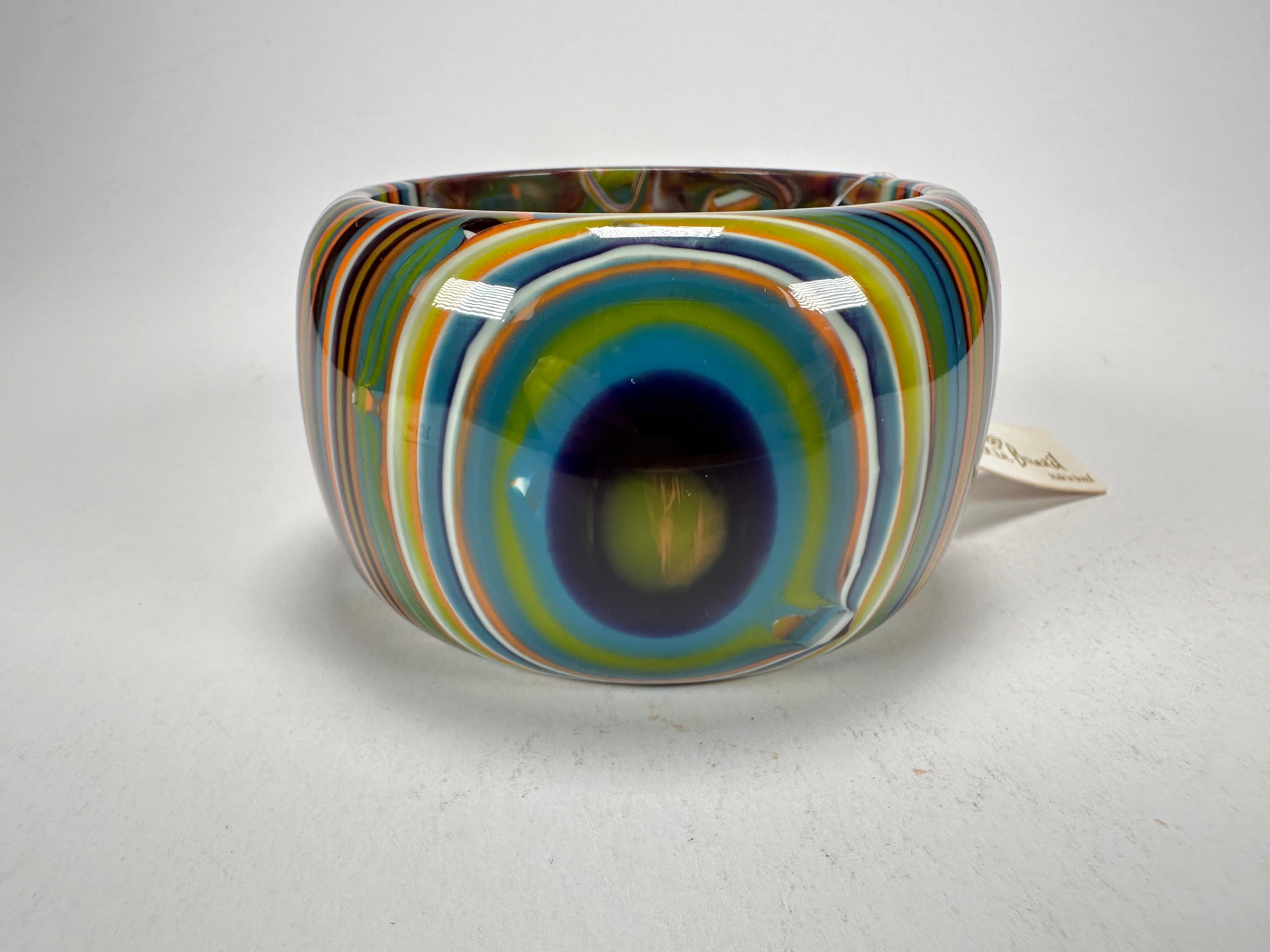 Jackie Brazil "Tiger" Liquorice Allsorts with Cat Eye Winter Colour 5cm Resin Bangle ( B0932 )