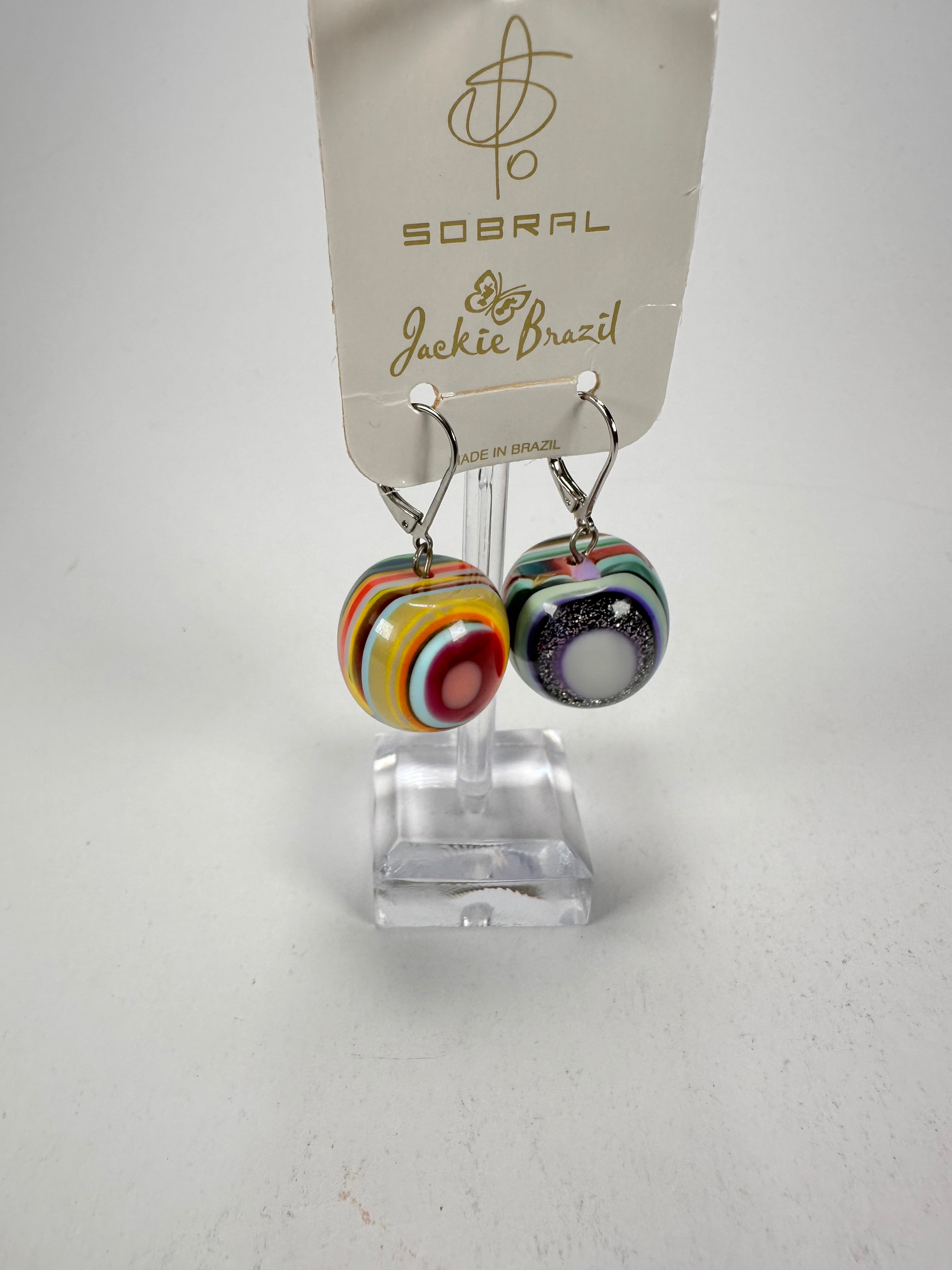 Jackie Brazil "Cat Eyes" Liquorice Balls Mix Colours Short Resin Earrings ( E0960 )