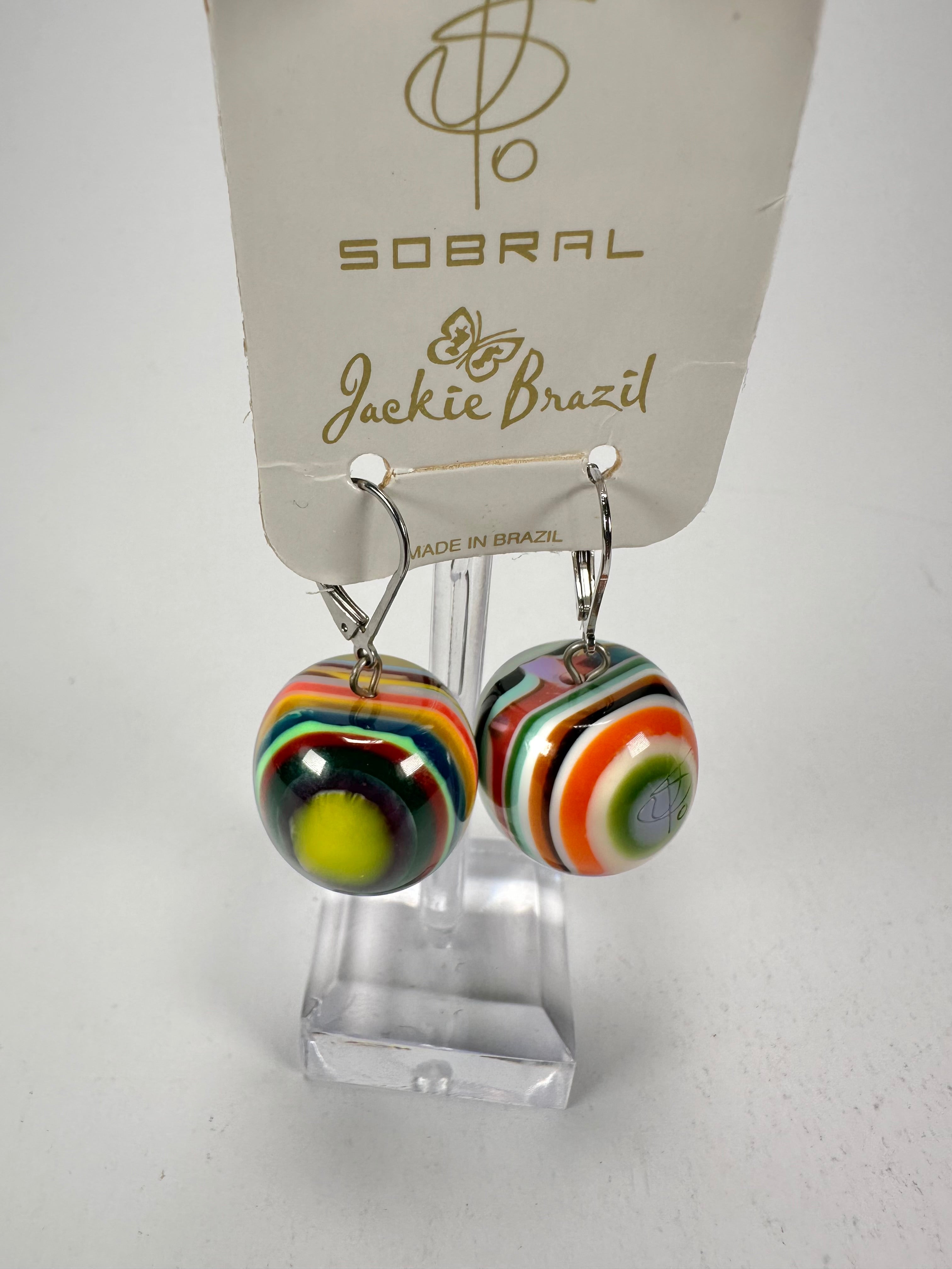 Jackie Brazil "Cat Eyes" Liquorice Balls Mix Colours Short Resin Earrings ( E0960 )