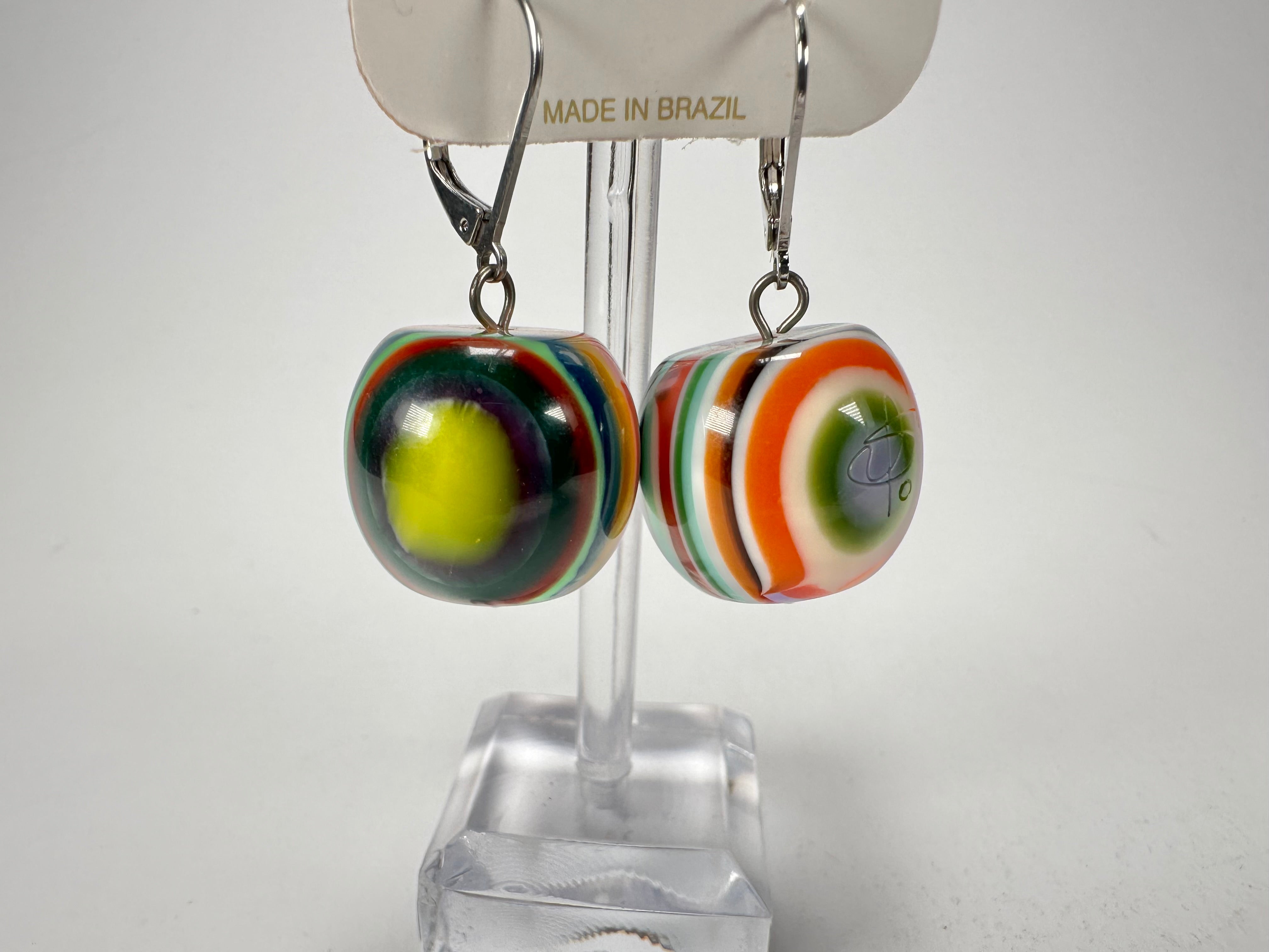 Jackie Brazil "Cat Eyes" Liquorice Balls Mix Colours Short Resin Earrings ( E0960 )