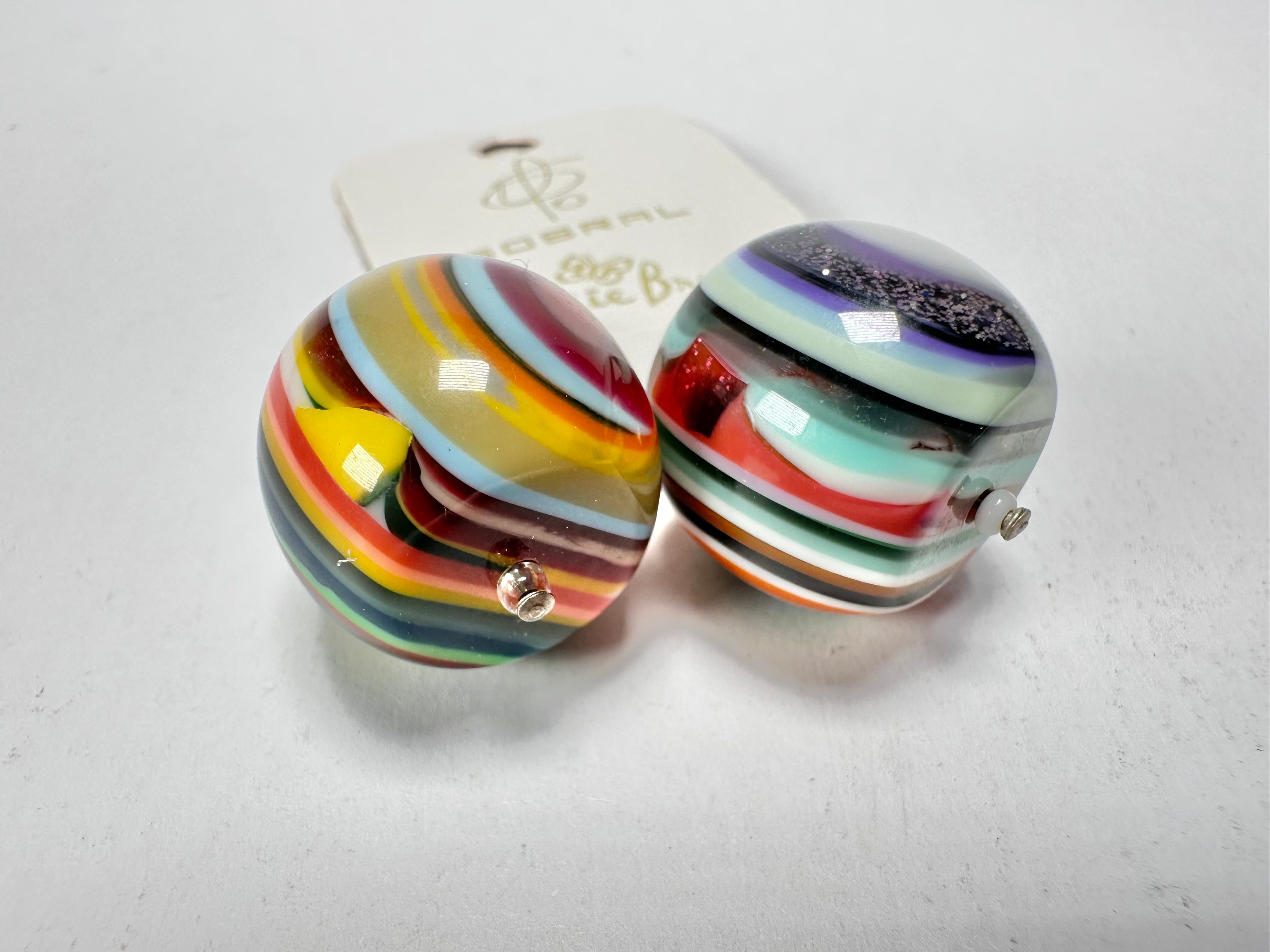 Jackie Brazil "Cat Eyes" Liquorice Balls Mix Colours Short Resin Earrings ( E0960 )