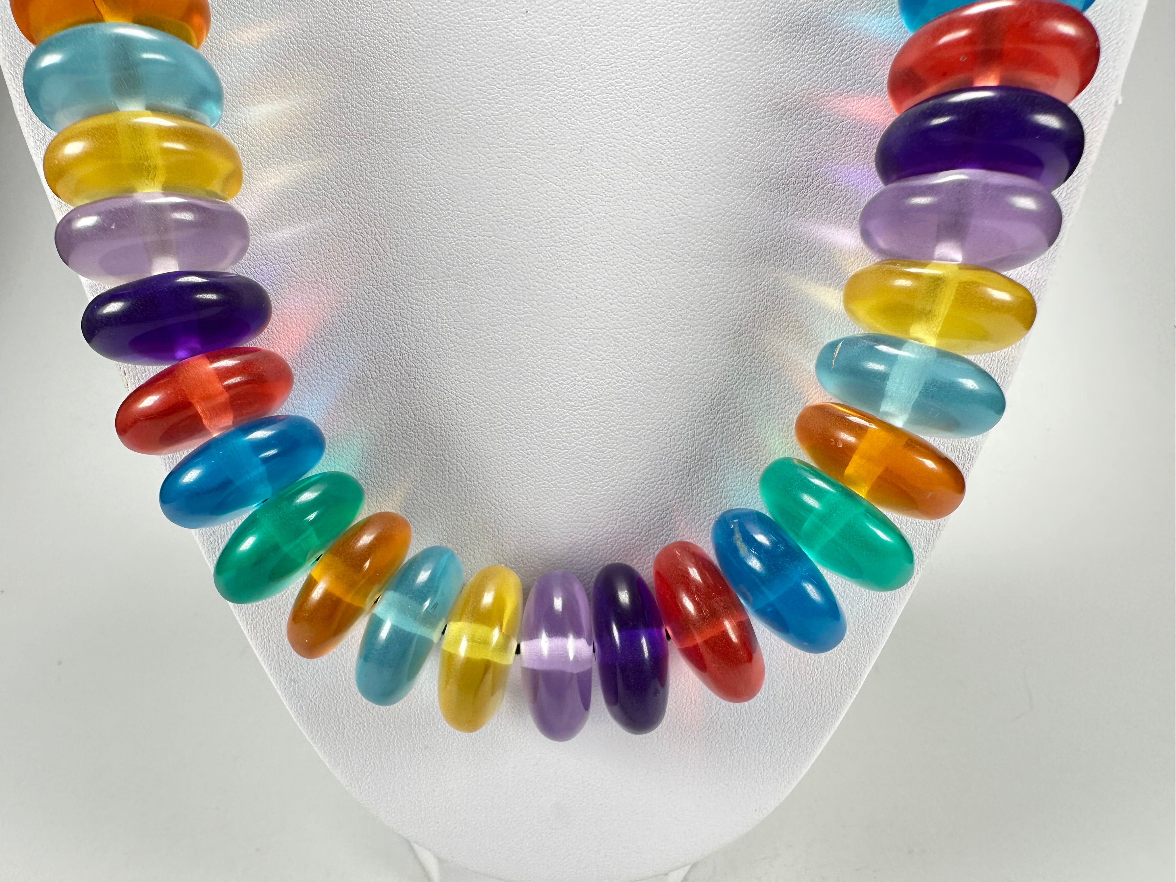 Jackie Brazil "Ana" Transparent Summer Mix Resin Wheels 70cm Necklace ( N0044 )