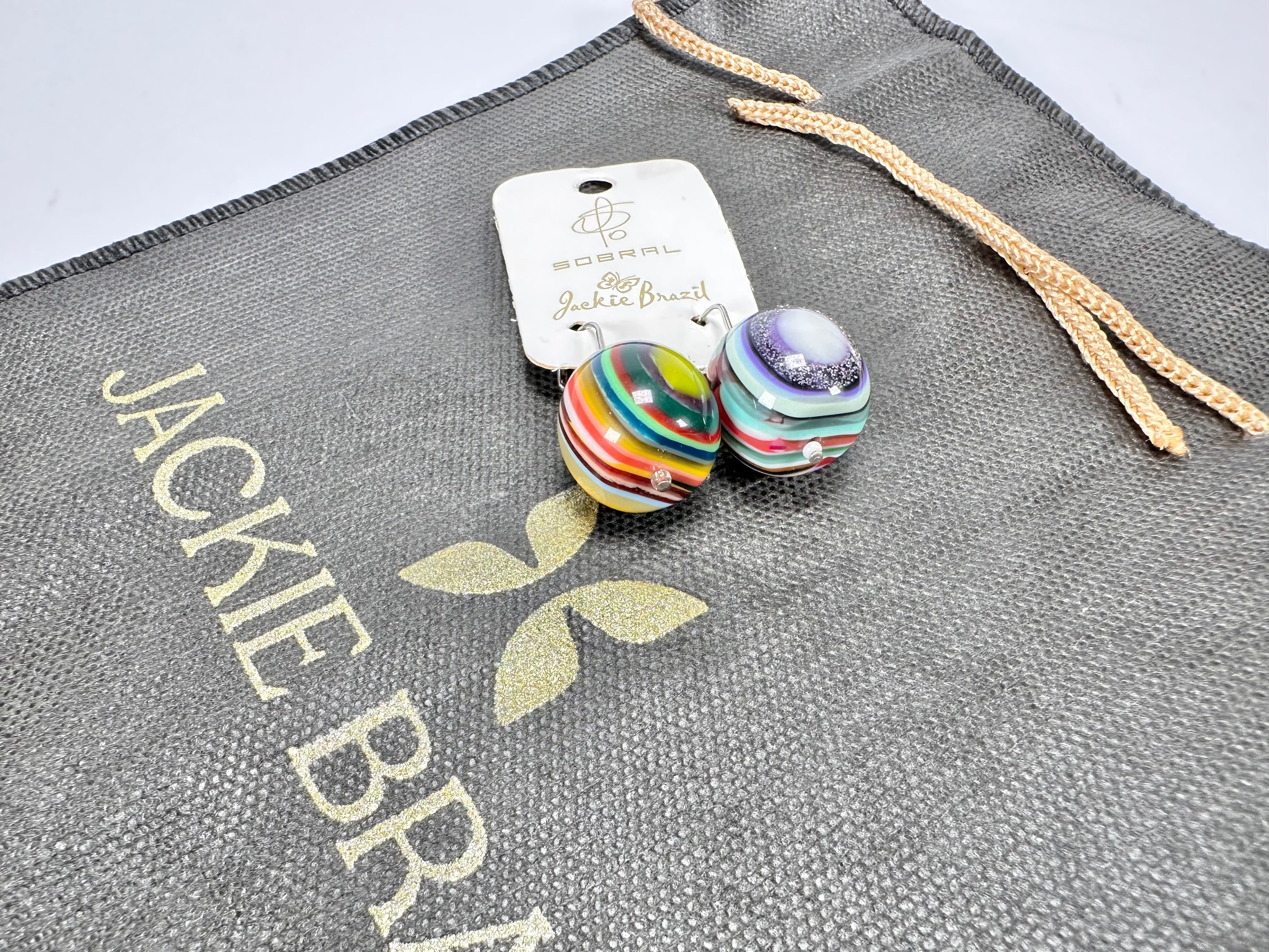 Jackie Brazil "Cat Eyes" Liquorice Balls Mix Colours Short Resin Earrings ( E0960 )