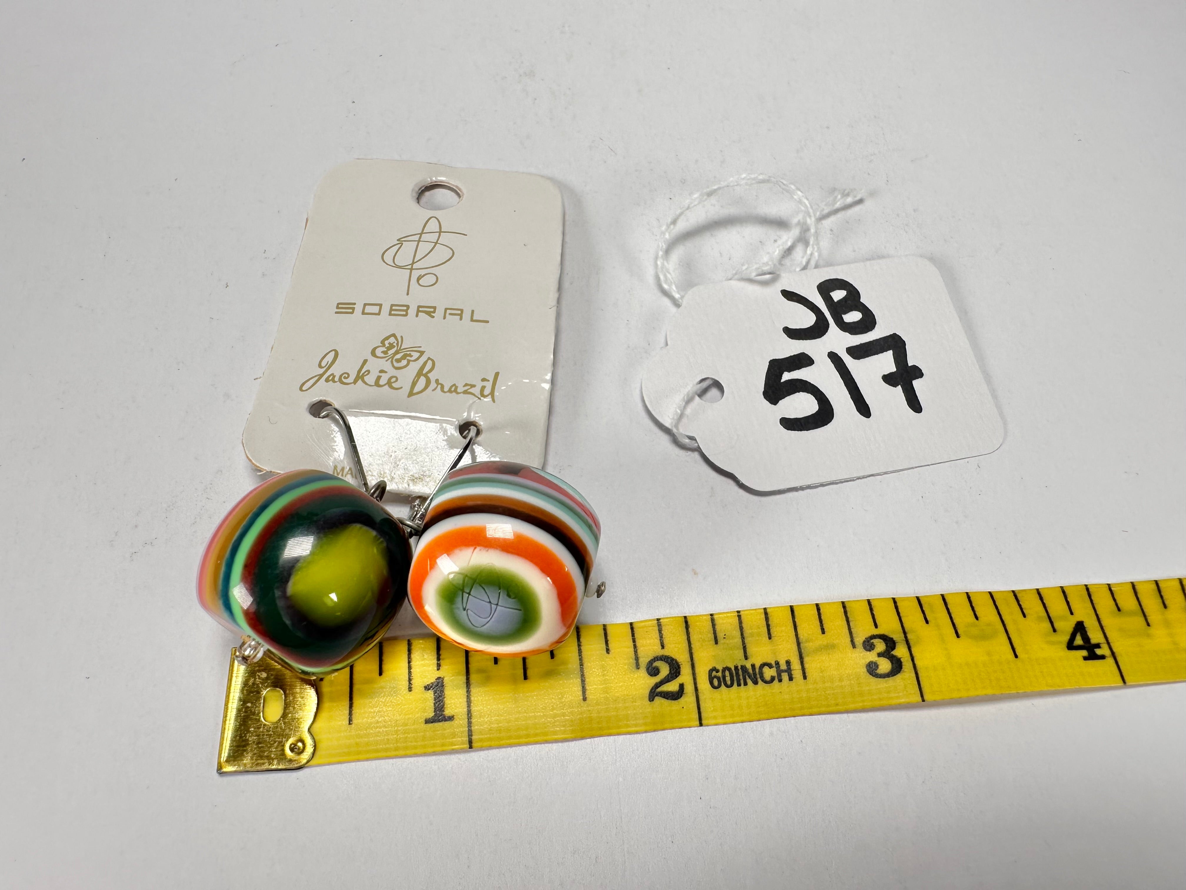 Jackie Brazil "Cat Eyes" Liquorice Balls Mix Colours Short Resin Earrings ( E0960 )