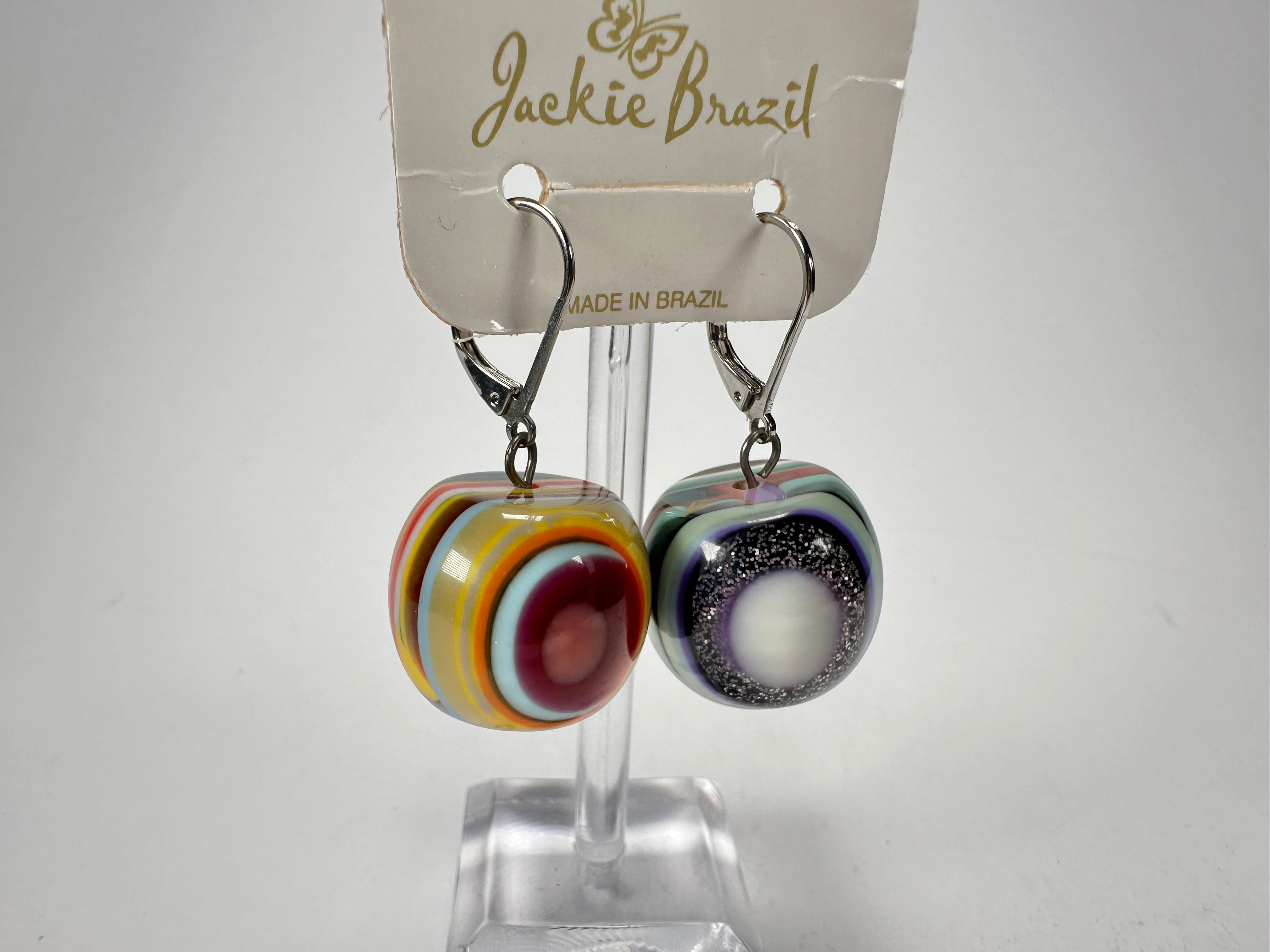 Jackie Brazil "Cat Eyes" Liquorice Balls Mix Colours Short Resin Earrings ( E0960 )