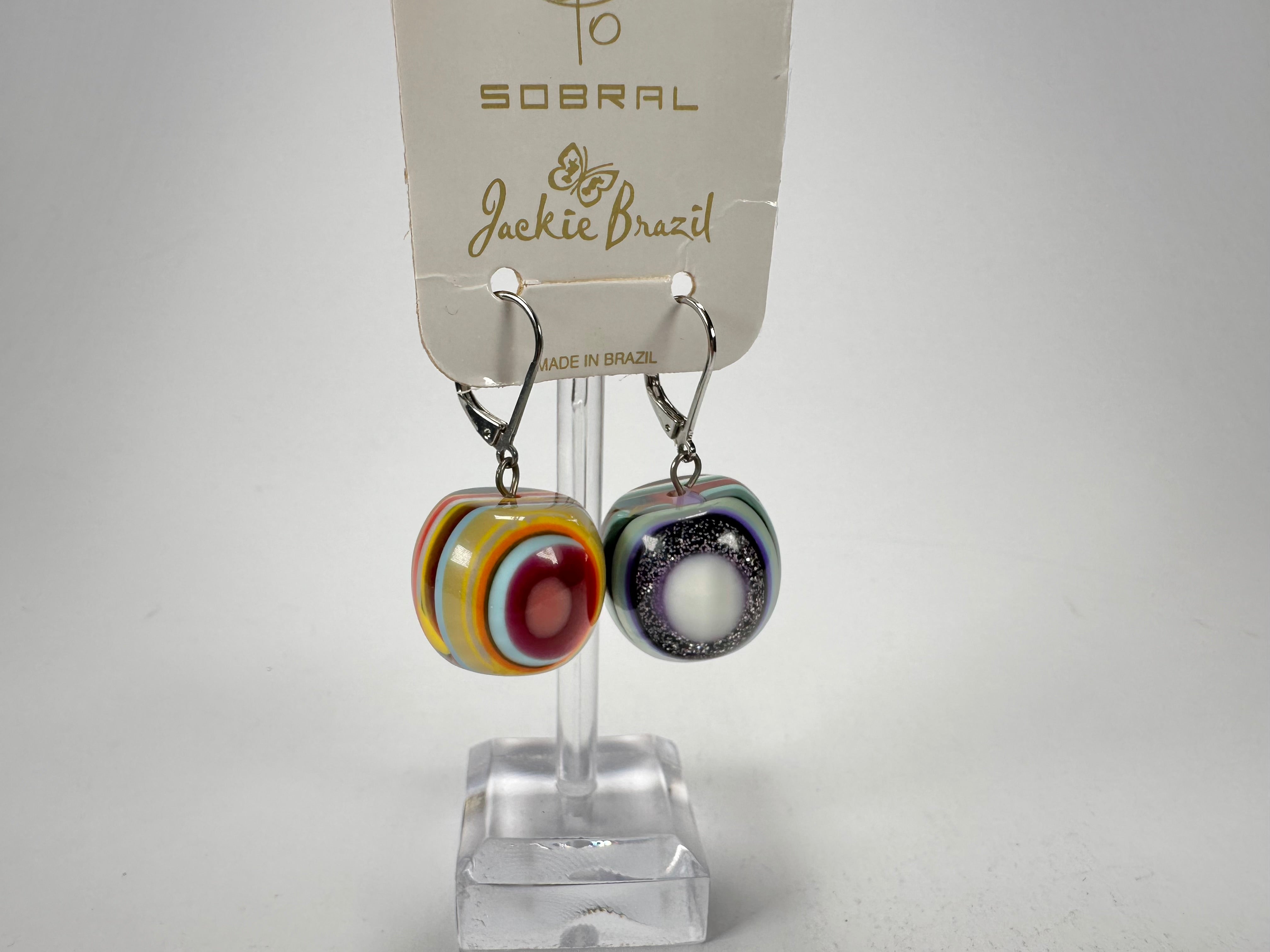 Jackie Brazil "Cat Eyes" Liquorice Balls Mix Colours Short Resin Earrings ( E0960 )