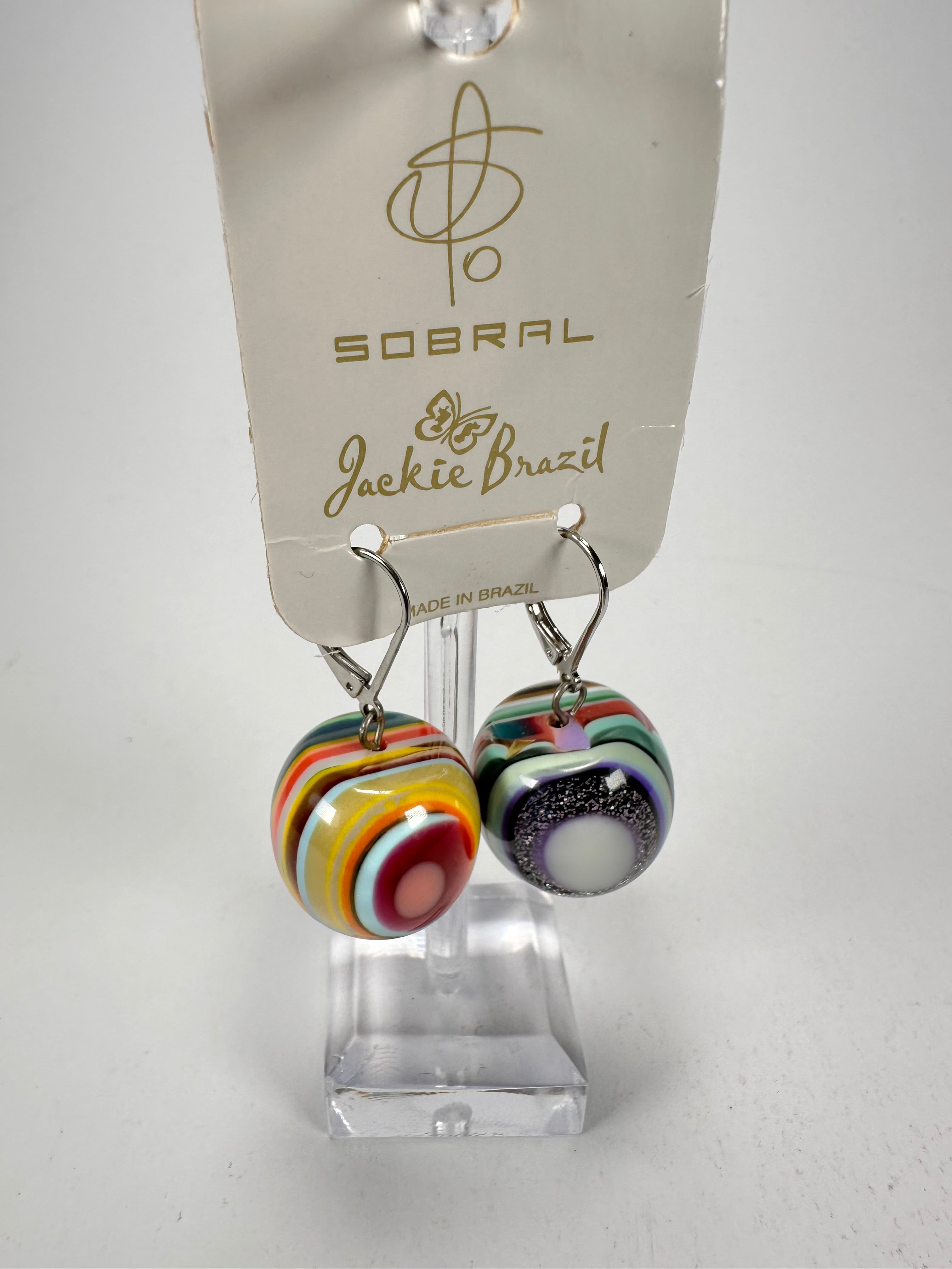 Jackie Brazil "Cat Eyes" Liquorice Balls Mix Colours Short Resin Earrings ( E0960 )