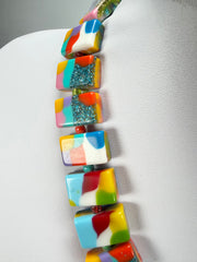 Jackie Brazil "Romeo" Kandinsky Linked Rectangle Beads Necklace ( N0034 )