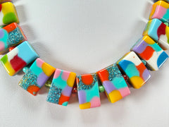 Jackie Brazil "Romeo" Kandinsky Linked Rectangle Beads Necklace ( N0034 )