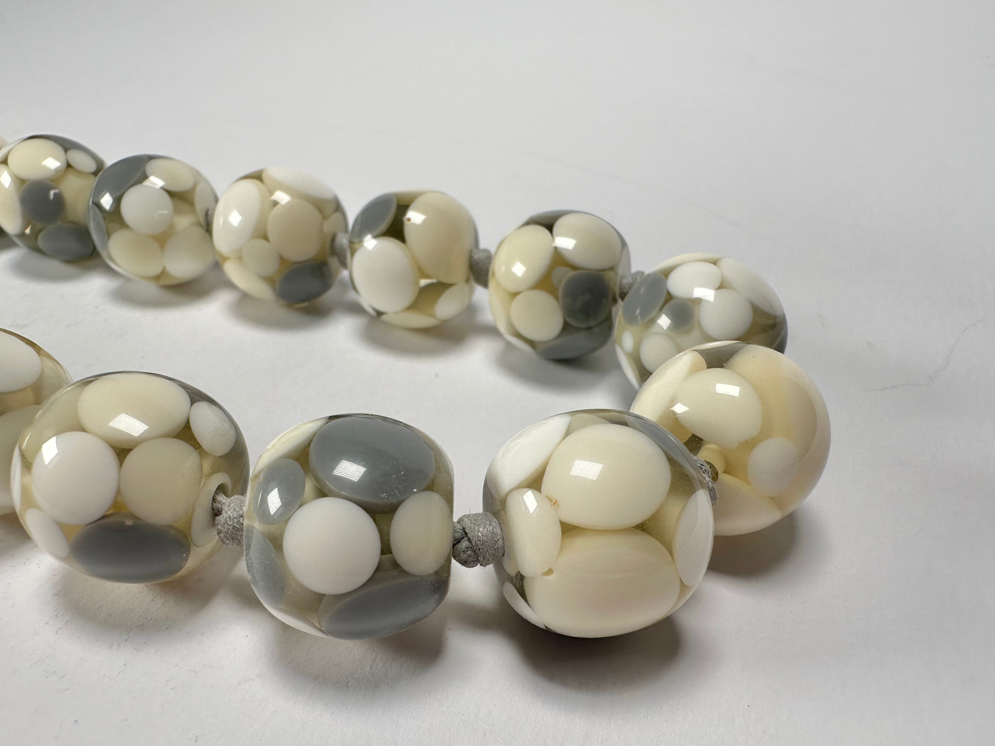 Jackie Brazil "Spotted Balls" Cream Spots Resin Necklace 50cm ( N1500 )