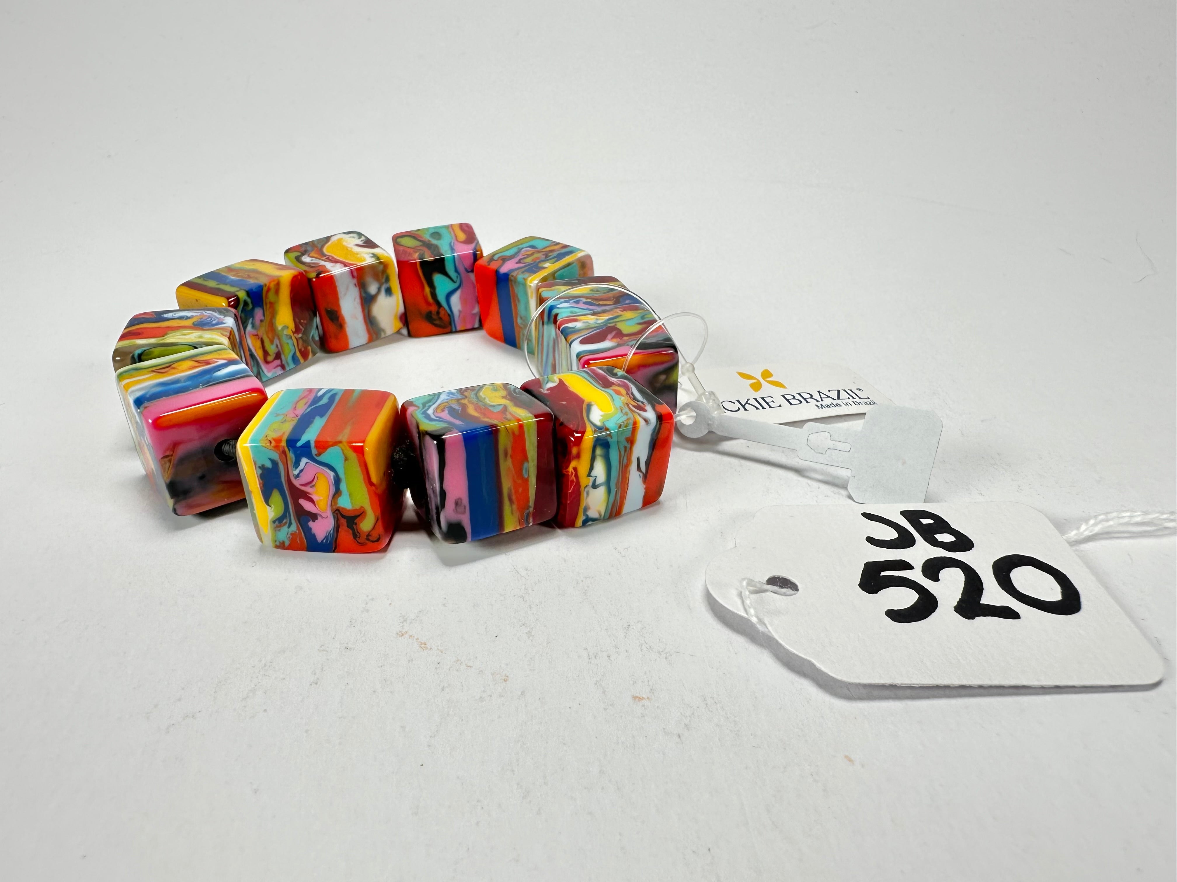 Jackie Brazil "Kandinsky" Liquorice Small Cubes Bracelet ( B0224 )