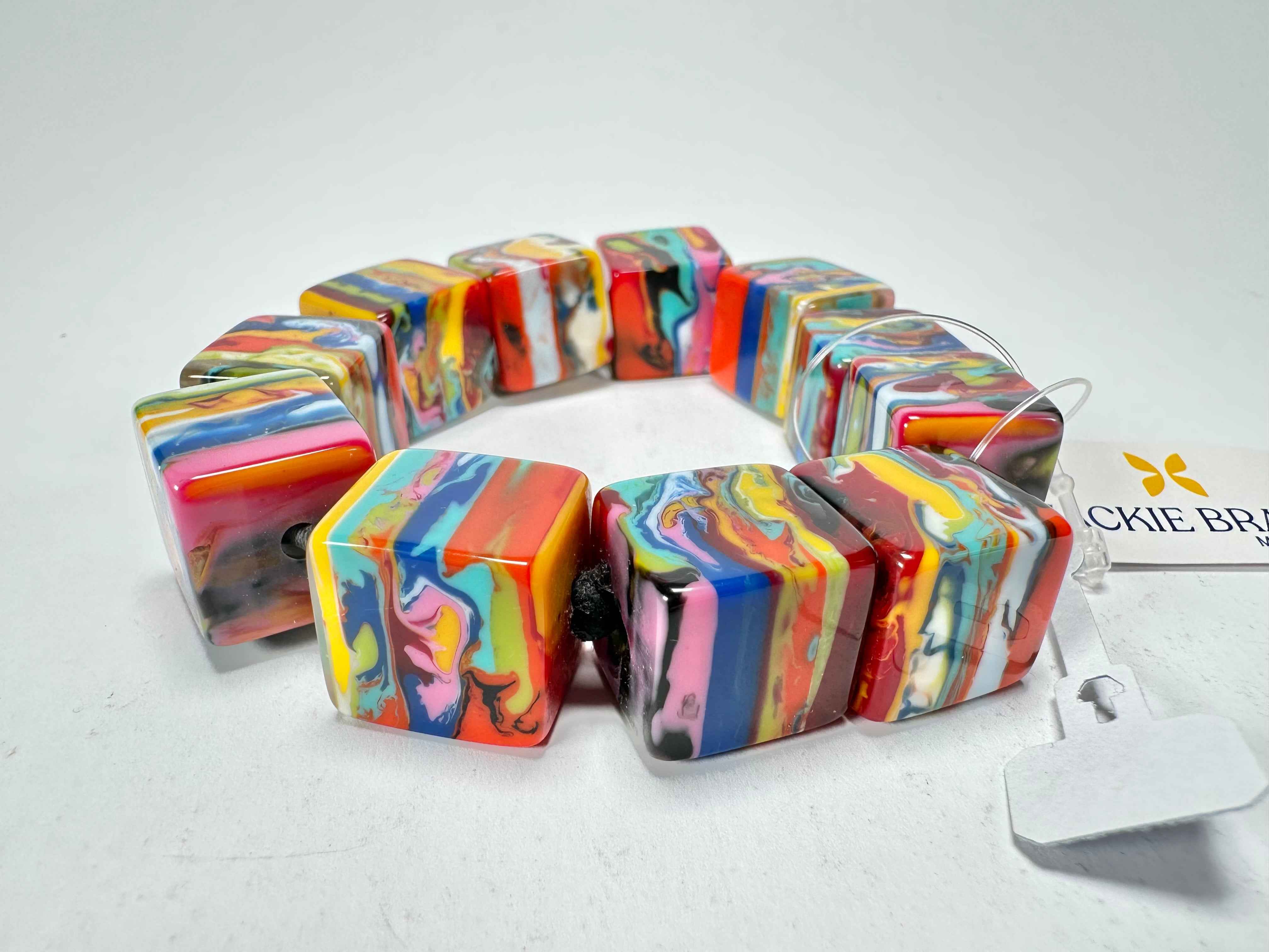 Jackie Brazil "Kandinsky" Liquorice Small Cubes Bracelet ( B0224 )