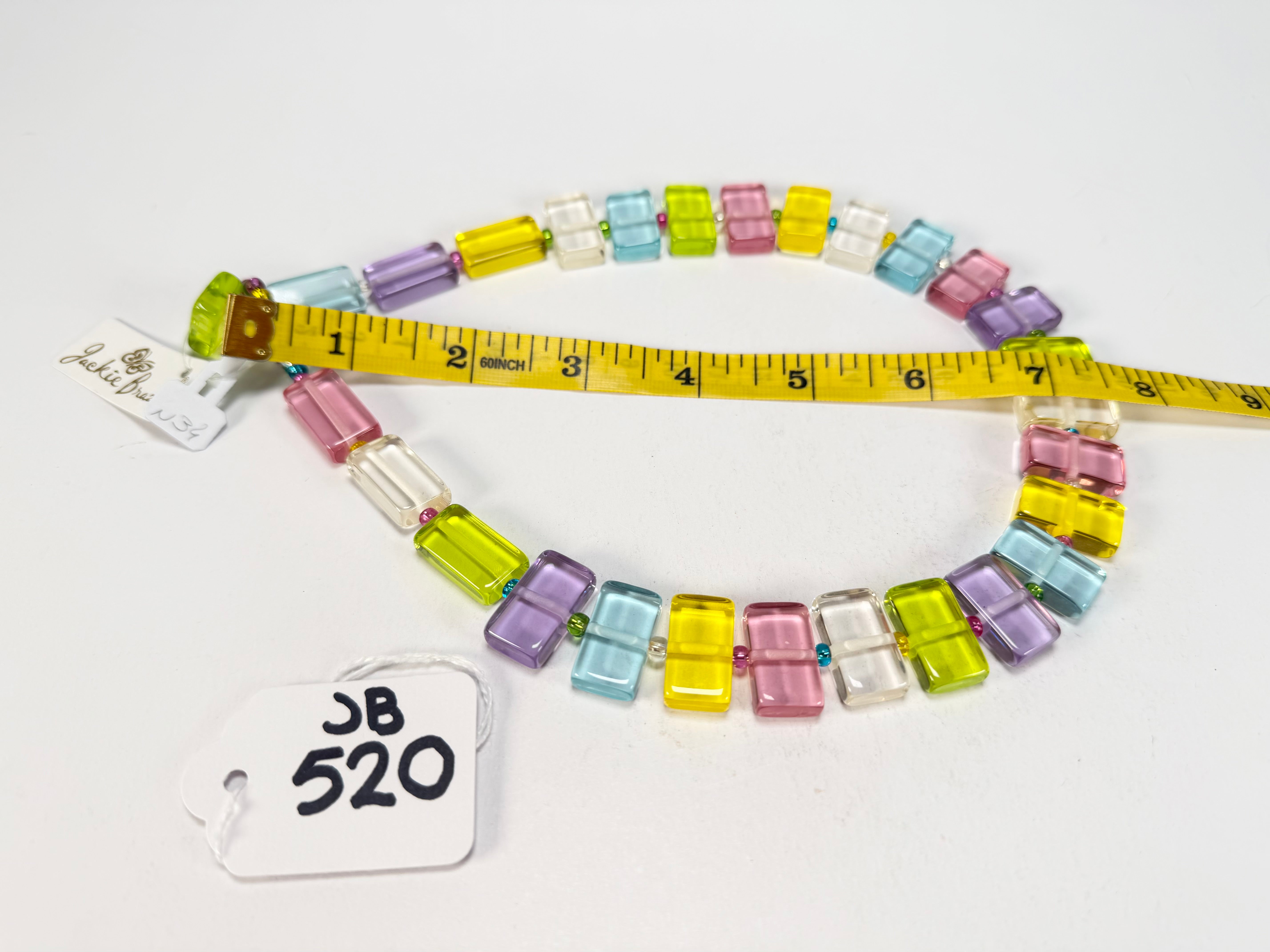 Jackie Brazil "Romeo" Transparent Paris Mix Linked Rectangle Beads Necklace ( N0034 )