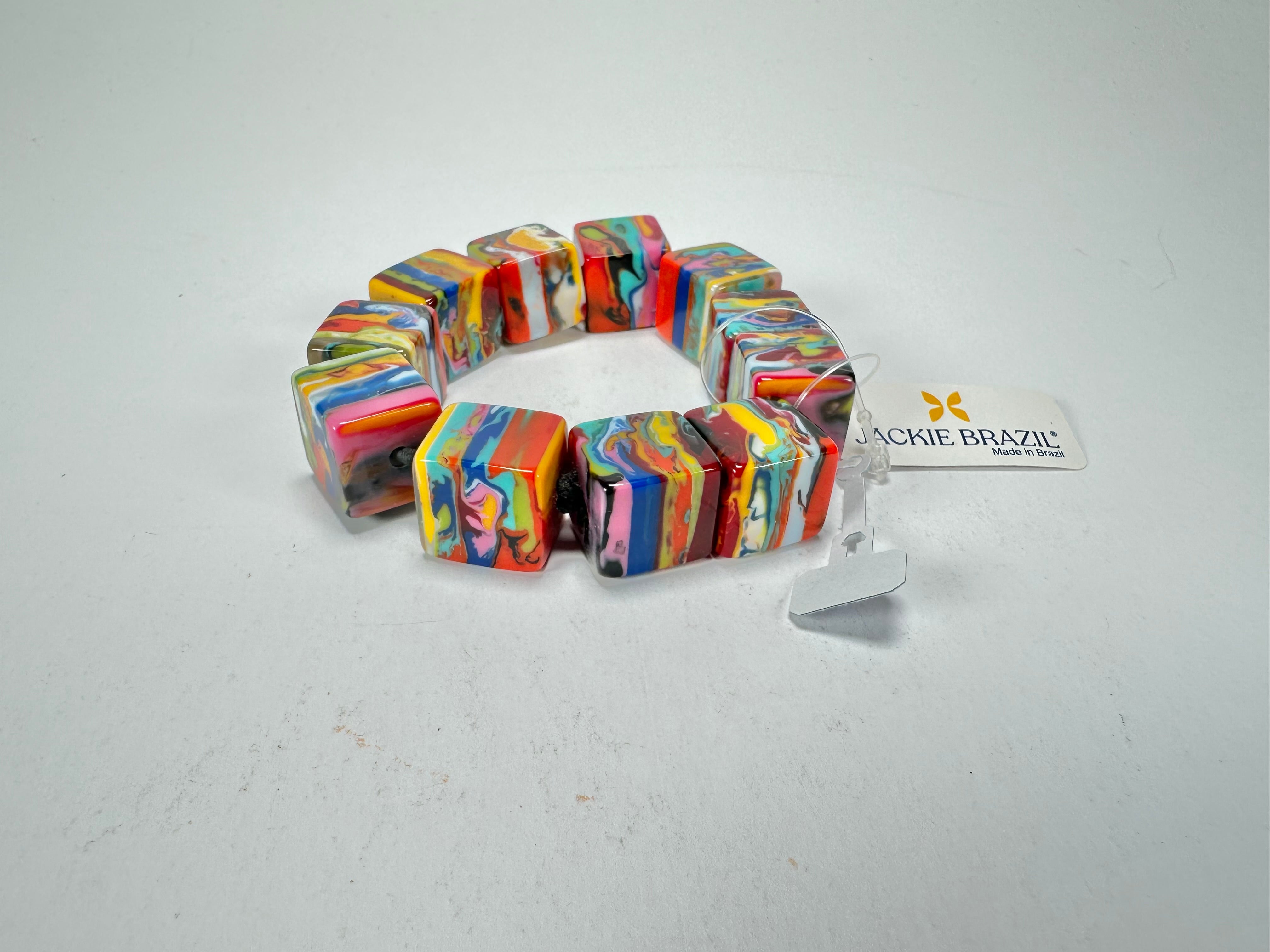 Jackie Brazil "Kandinsky" Liquorice Small Cubes Bracelet ( B0224 )