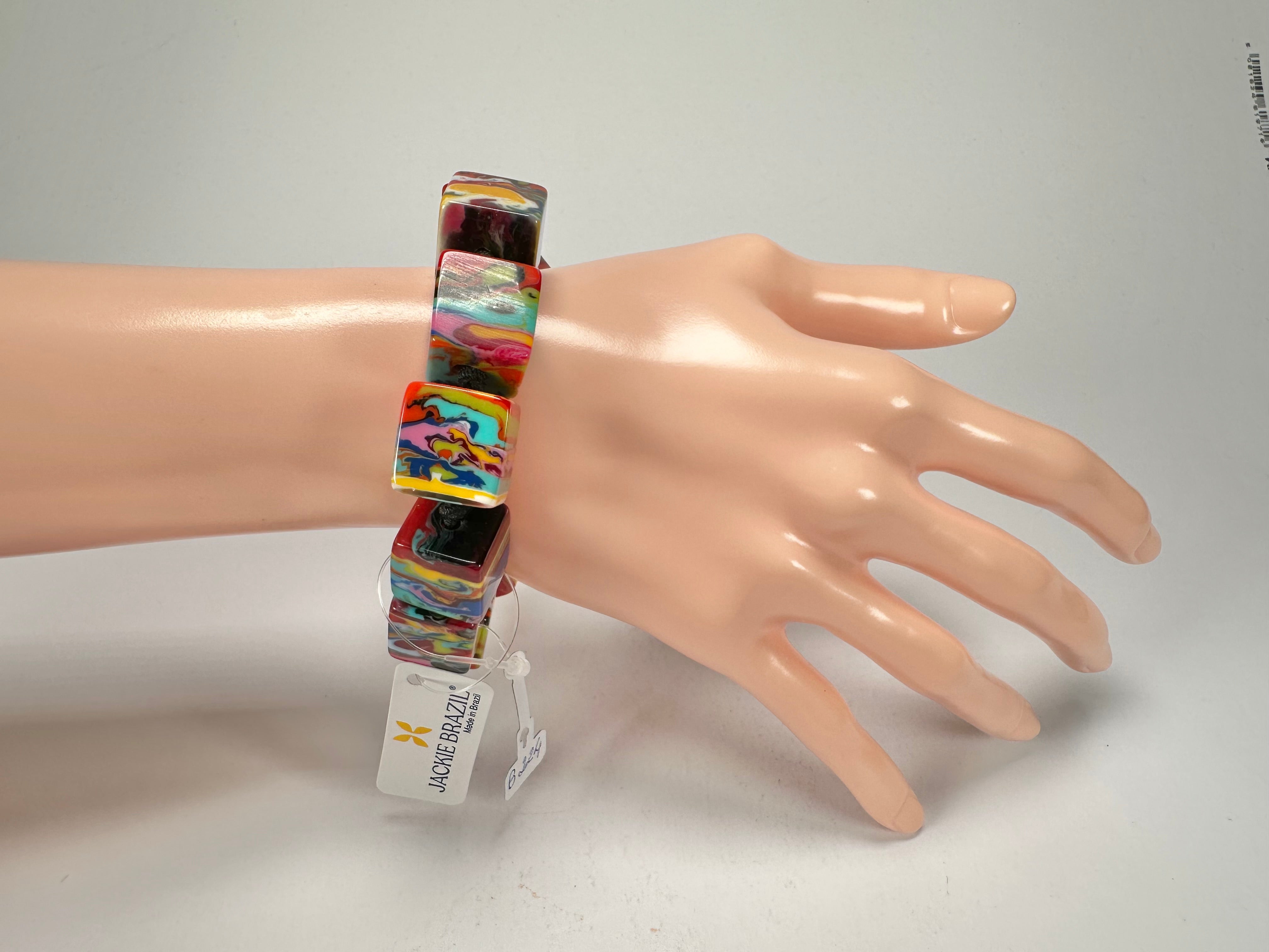 Jackie Brazil "Kandinsky" Liquorice Small Cubes Bracelet ( B0224 )