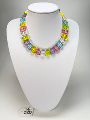 Jackie Brazil "Romeo" Transparent Paris Mix Linked Rectangle Beads Necklace ( N0034 )