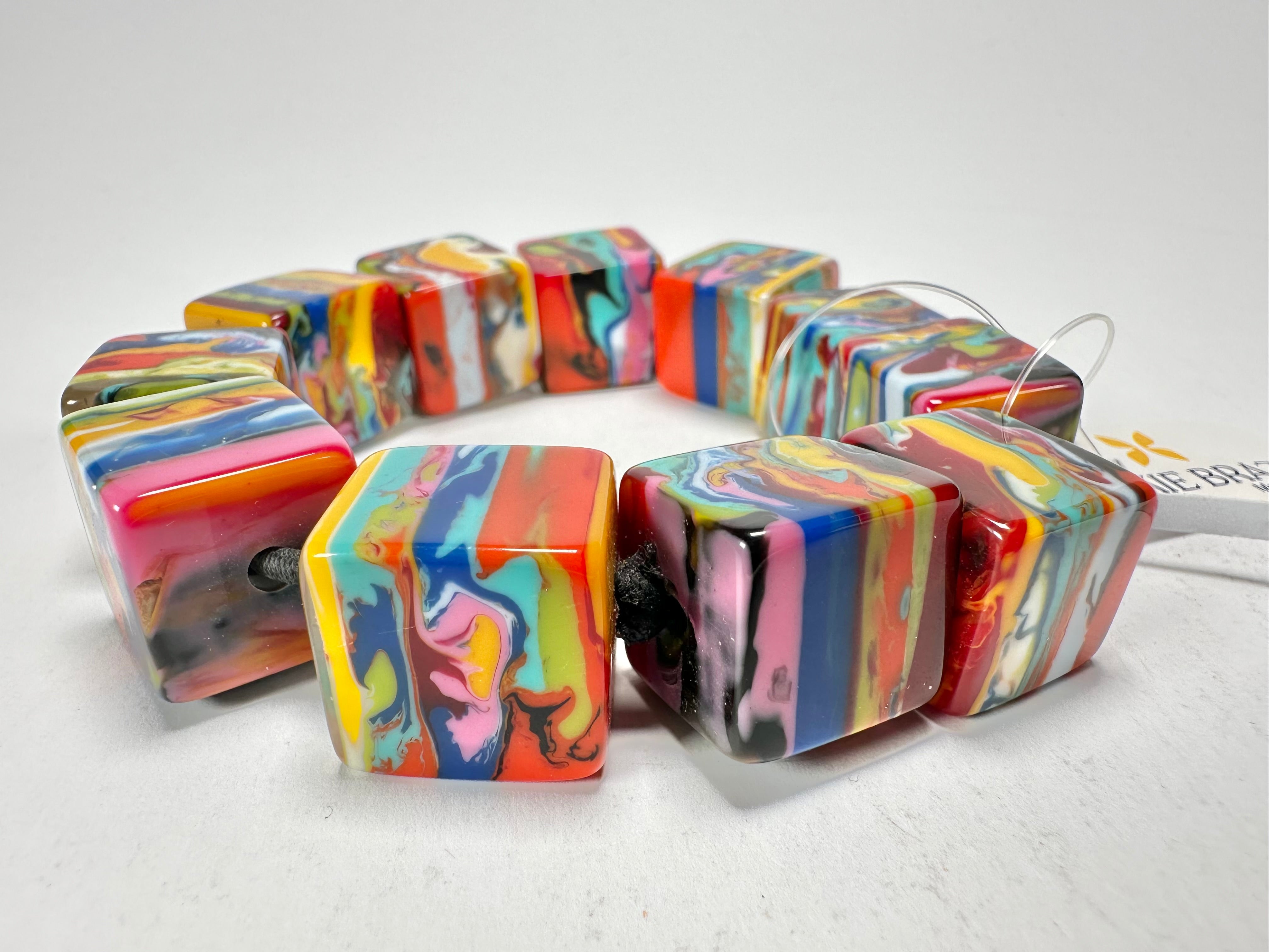 Jackie Brazil "Kandinsky" Liquorice Small Cubes Bracelet ( B0224 )
