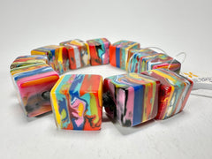 Jackie Brazil "Kandinsky" Liquorice Small Cubes Bracelet ( B0224 )