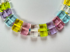 Jackie Brazil "Romeo" Transparent Paris Mix Linked Rectangle Beads Necklace ( N0034 )
