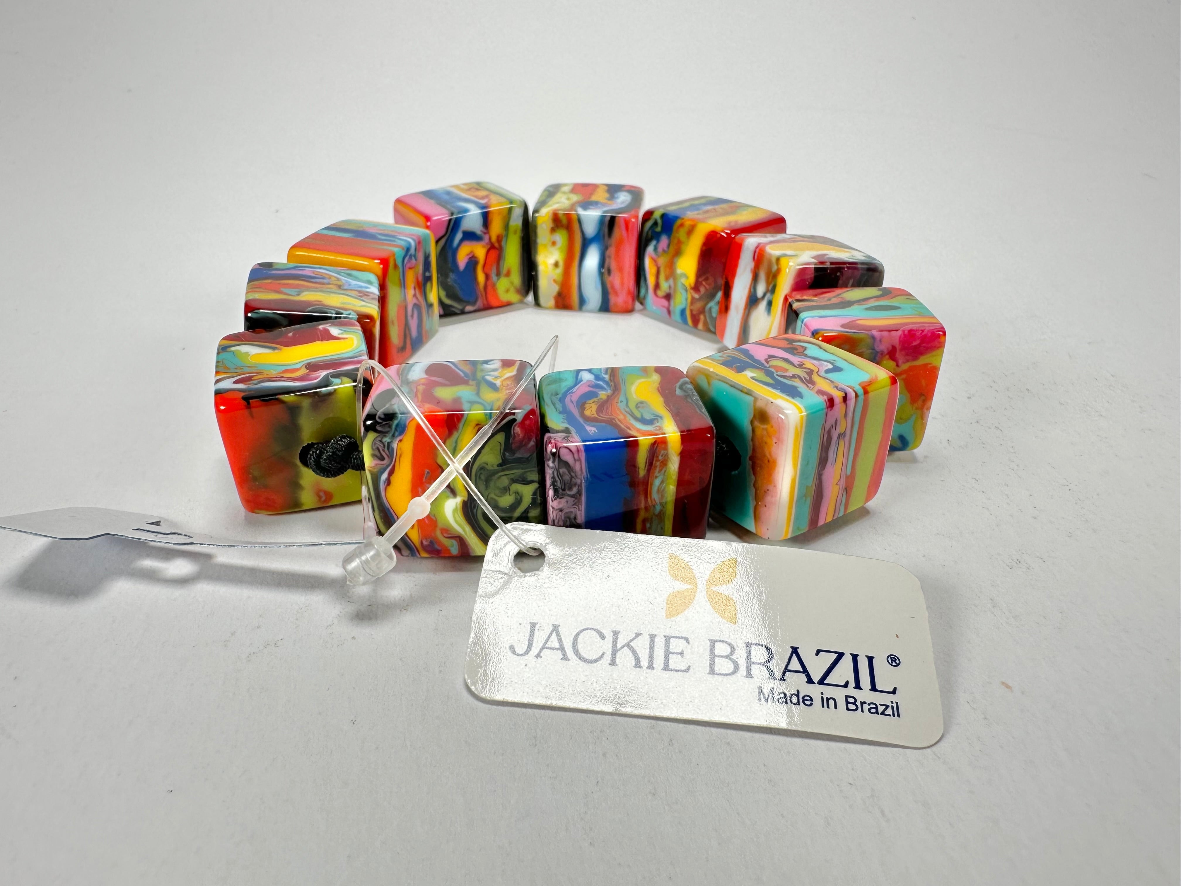Jackie Brazil "Kandinsky" Liquorice Small Cubes Bracelet ( B0224 )