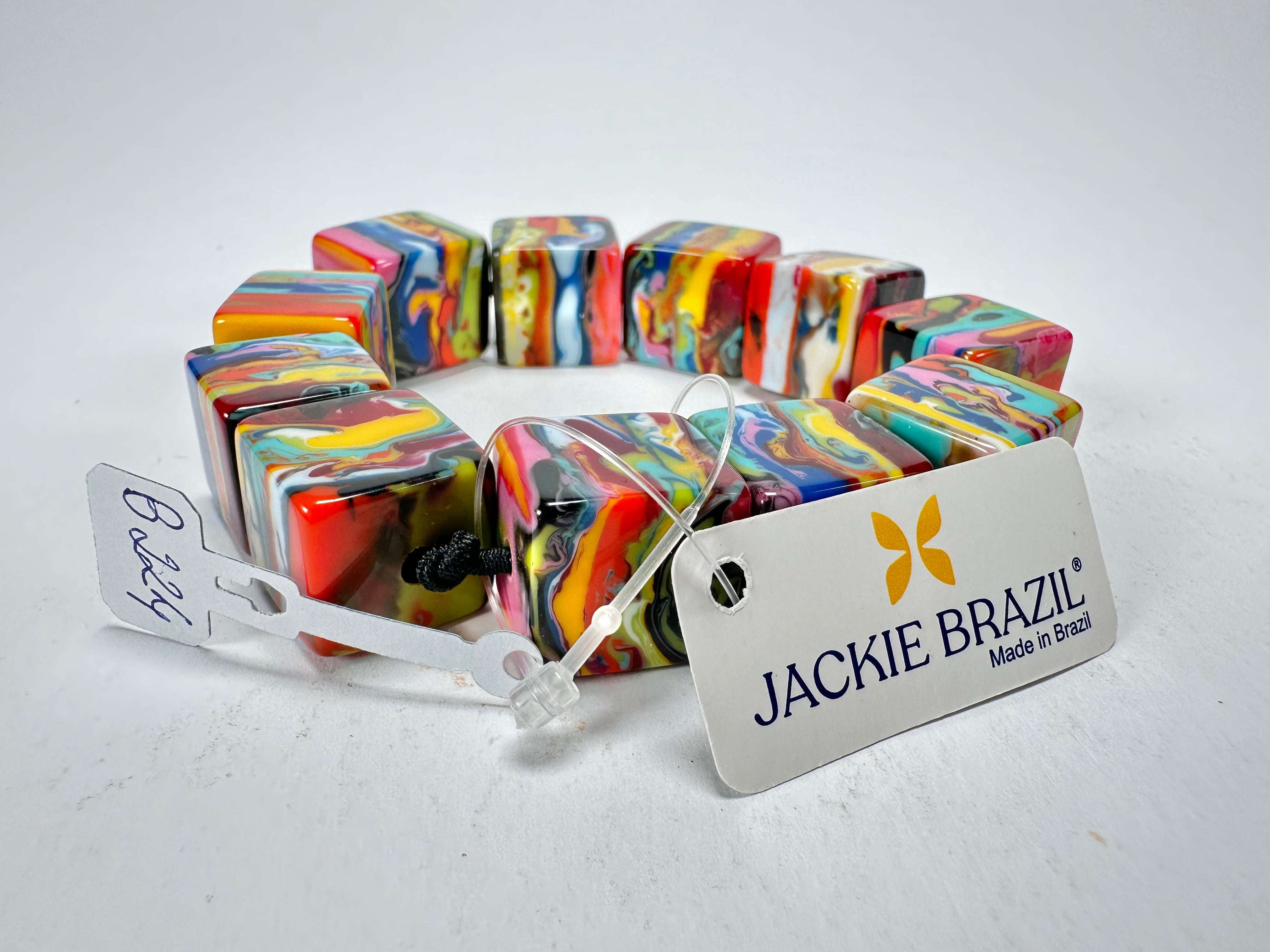 Jackie Brazil "Kandinsky" Liquorice Small Cubes Bracelet ( B0224 )