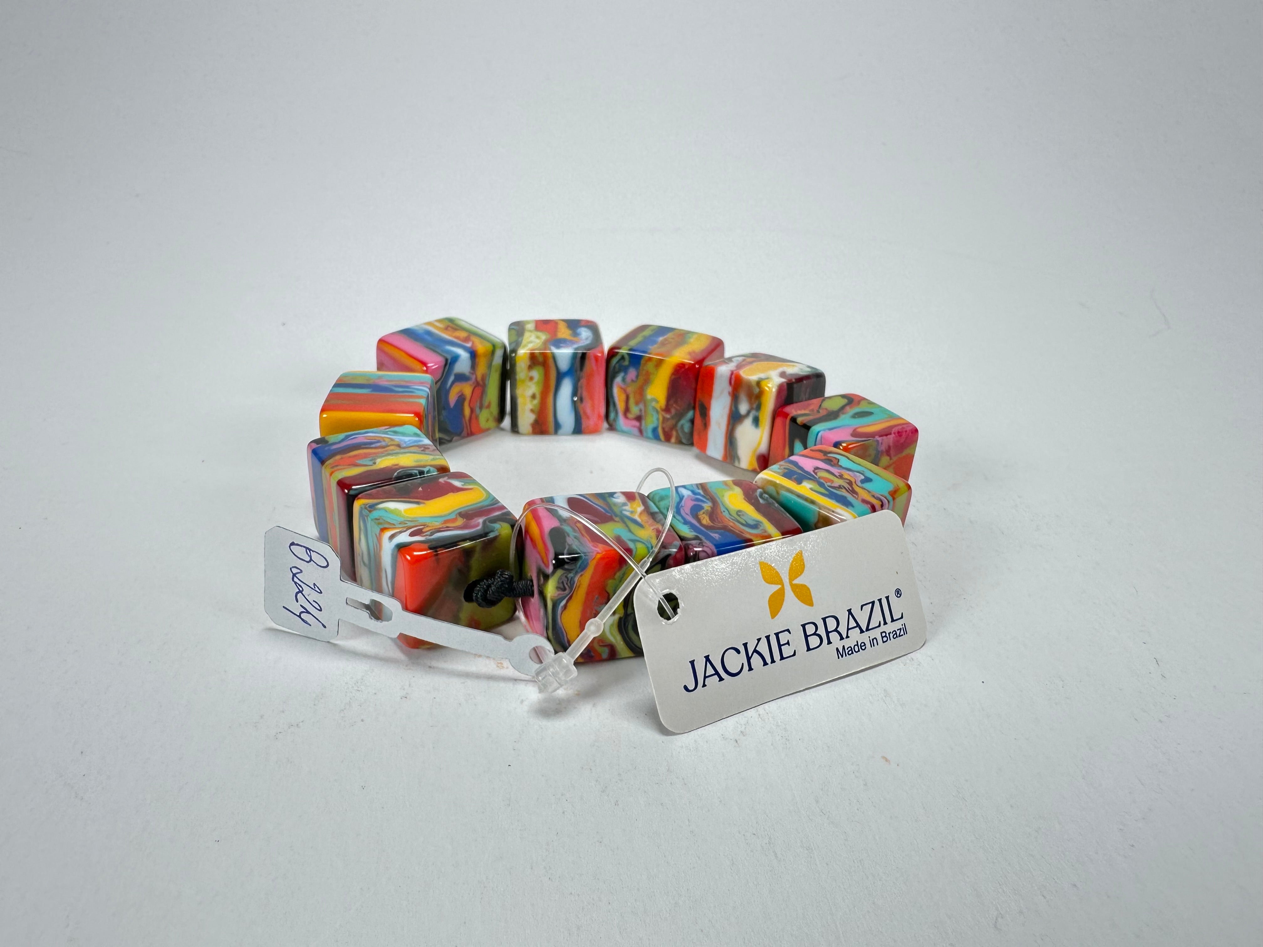 Jackie Brazil "Kandinsky" Liquorice Small Cubes Bracelet ( B0224 )