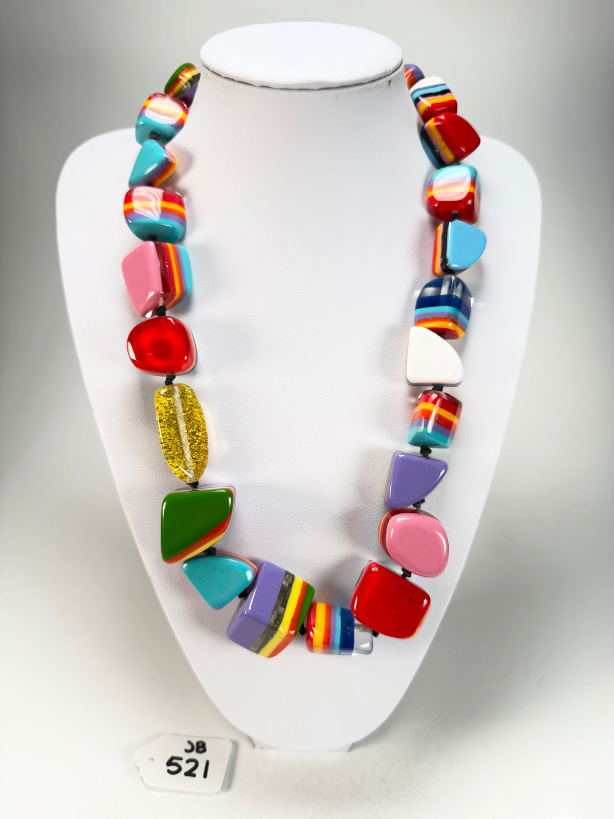 Jackie Brazil "Natural" Pop Art Large Stones 55cm Resin Necklace ( N0378 )