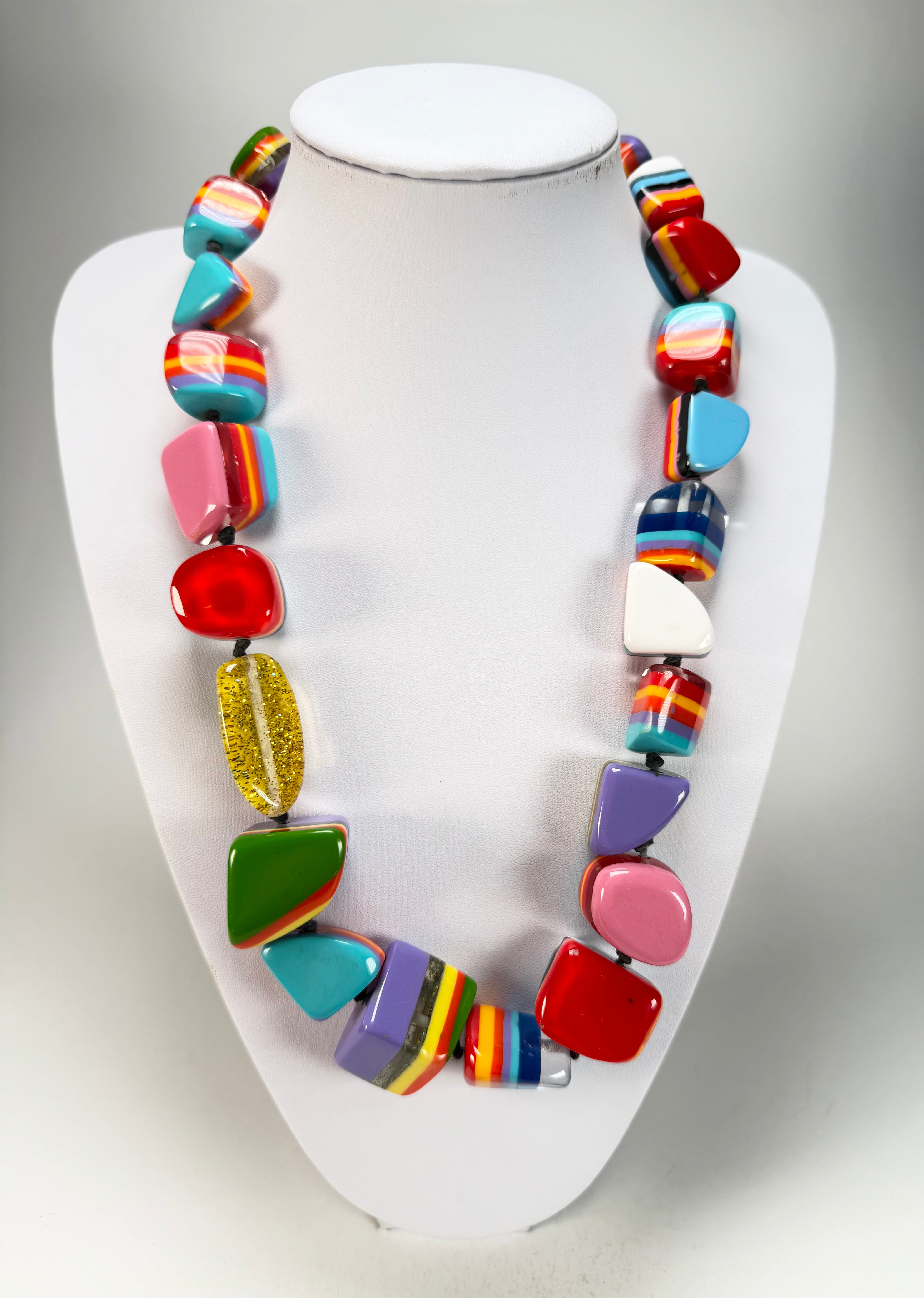 Jackie Brazil "Natural" Pop Art Large Stones 55cm Resin Necklace ( N0378 )