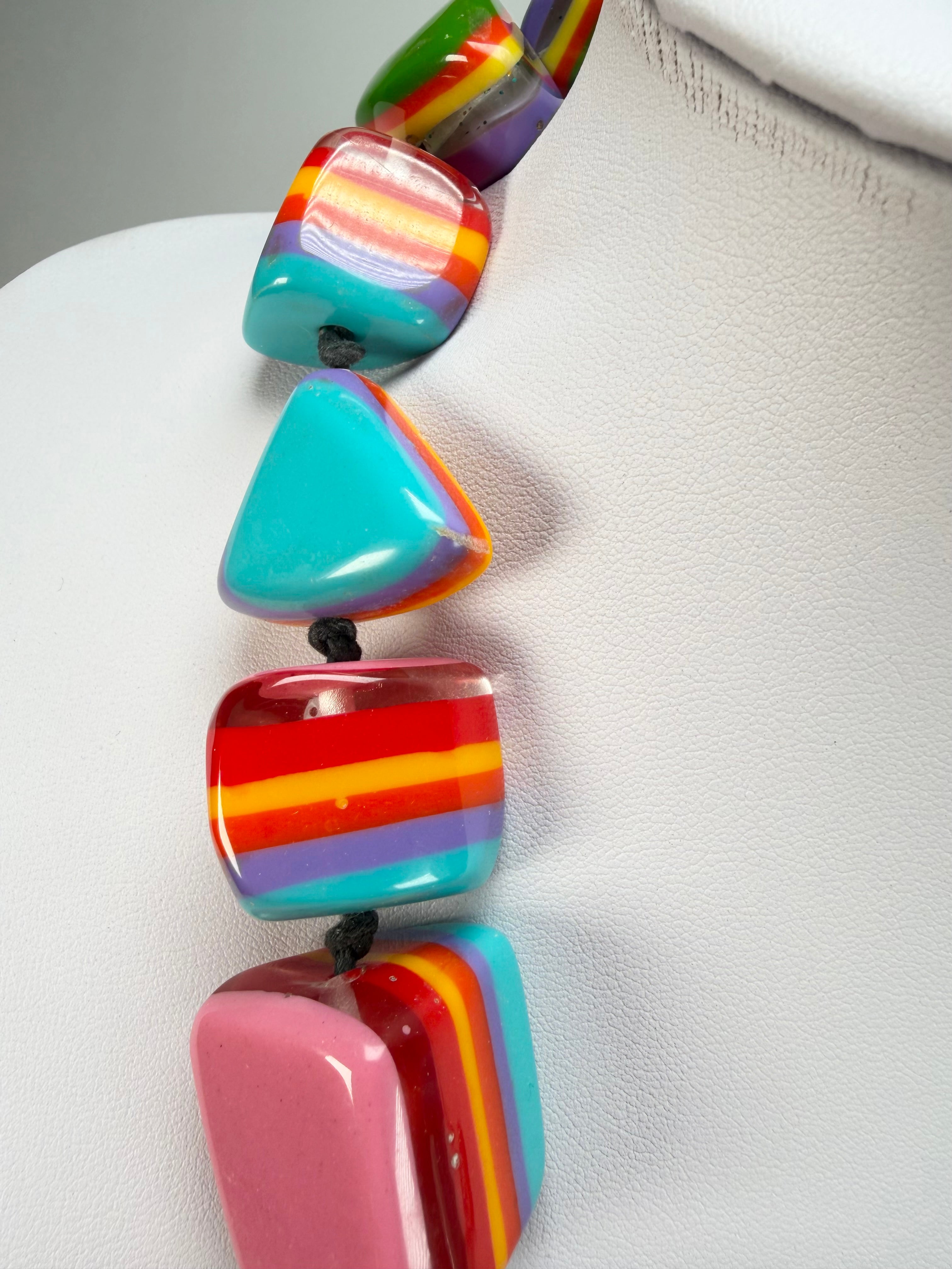 Jackie Brazil "Natural" Pop Art Large Stones 55cm Resin Necklace ( N0378 )