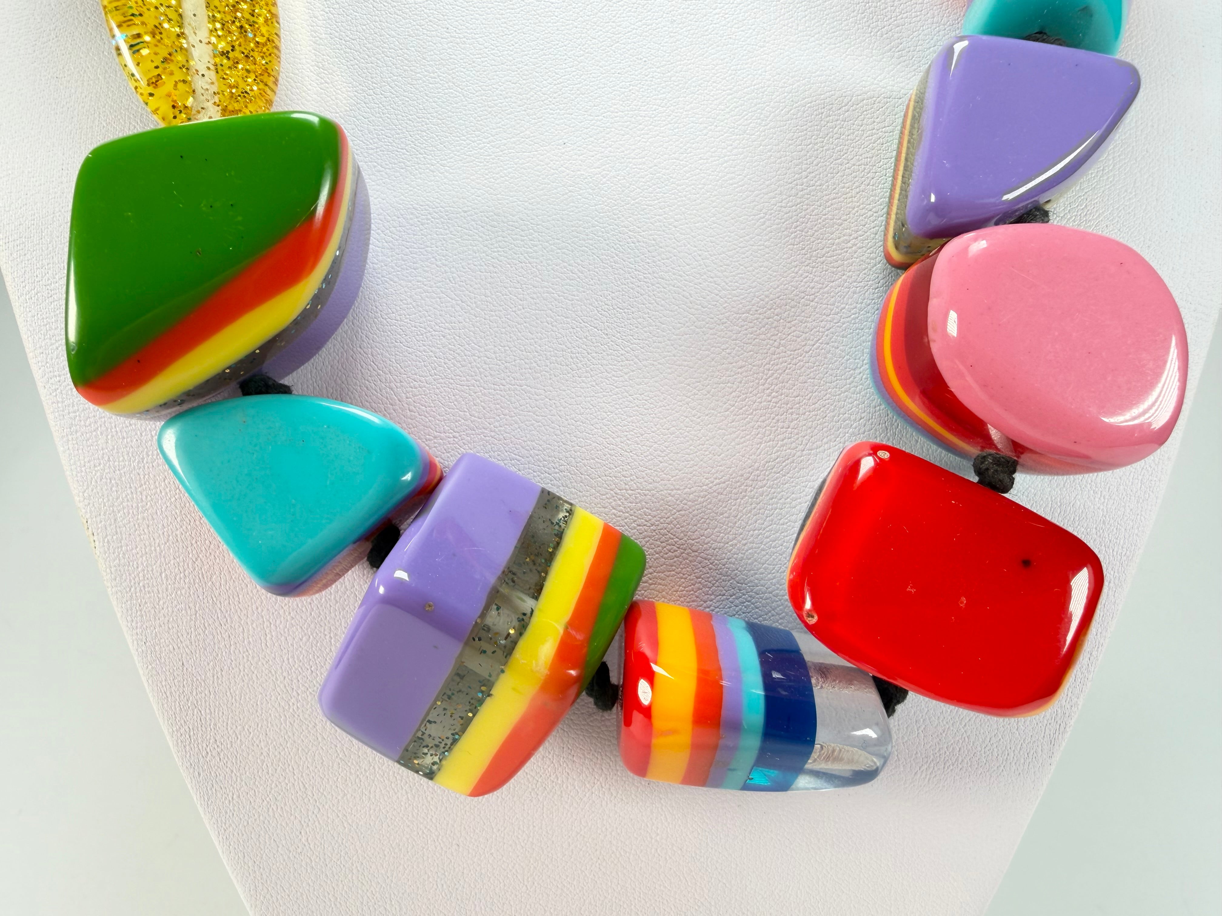 Jackie Brazil "Natural" Pop Art Large Stones 55cm Resin Necklace ( N0378 )