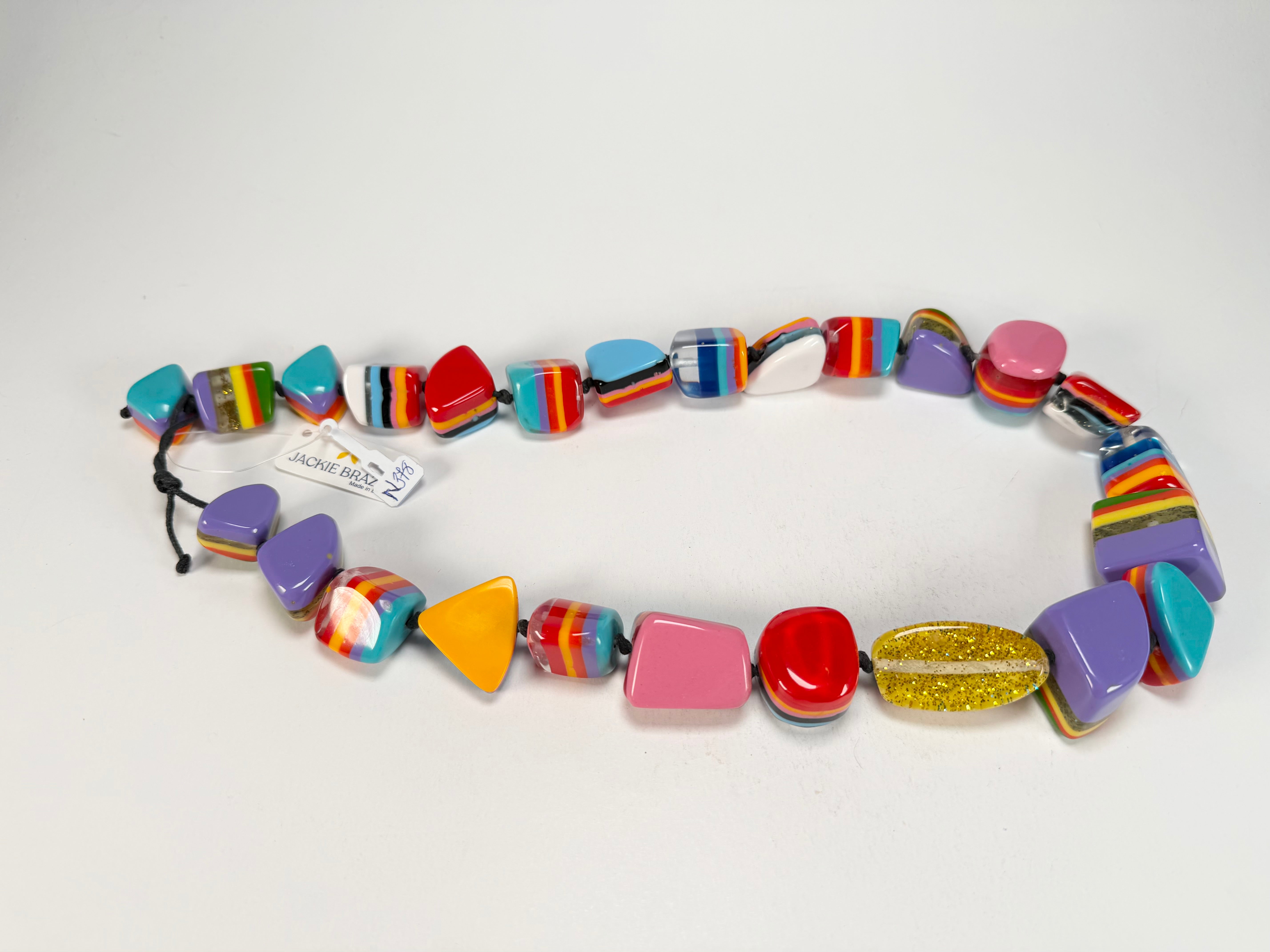 Jackie Brazil "Natural" Pop Art Large Stones 55cm Resin Necklace ( N0378 )