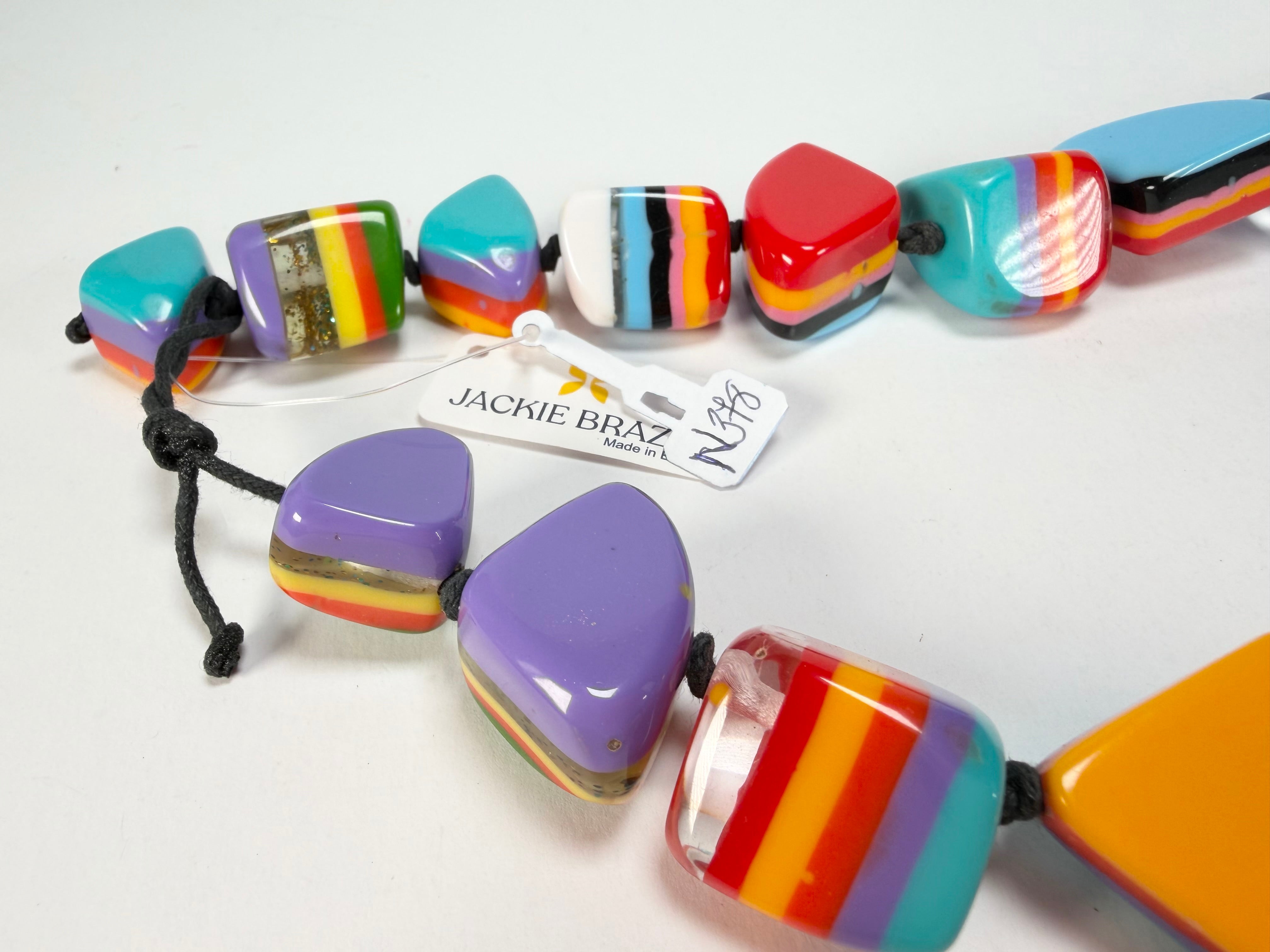 Jackie Brazil "Natural" Pop Art Large Stones 55cm Resin Necklace ( N0378 )