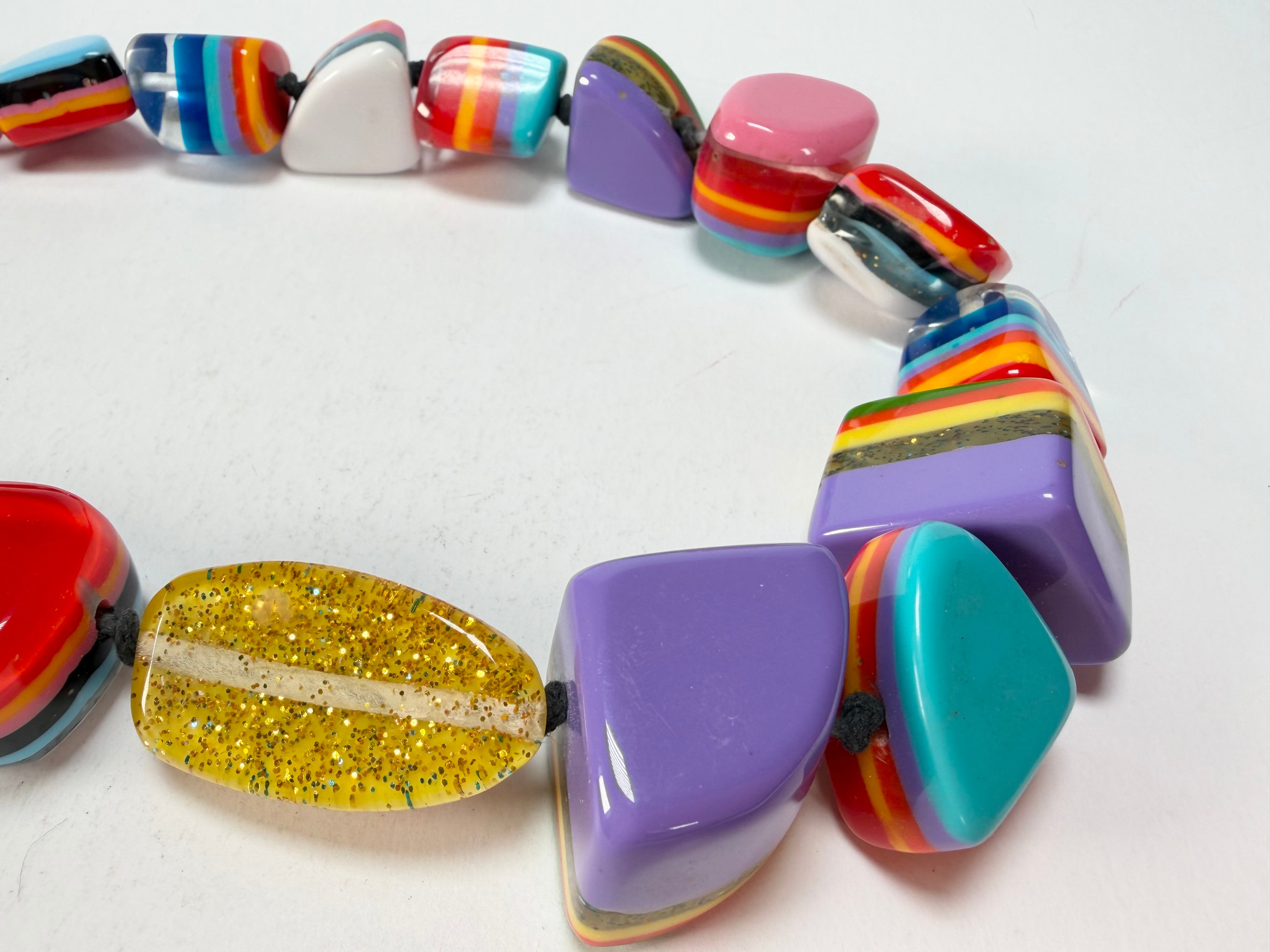 Jackie Brazil "Natural" Pop Art Large Stones 55cm Resin Necklace ( N0378 )