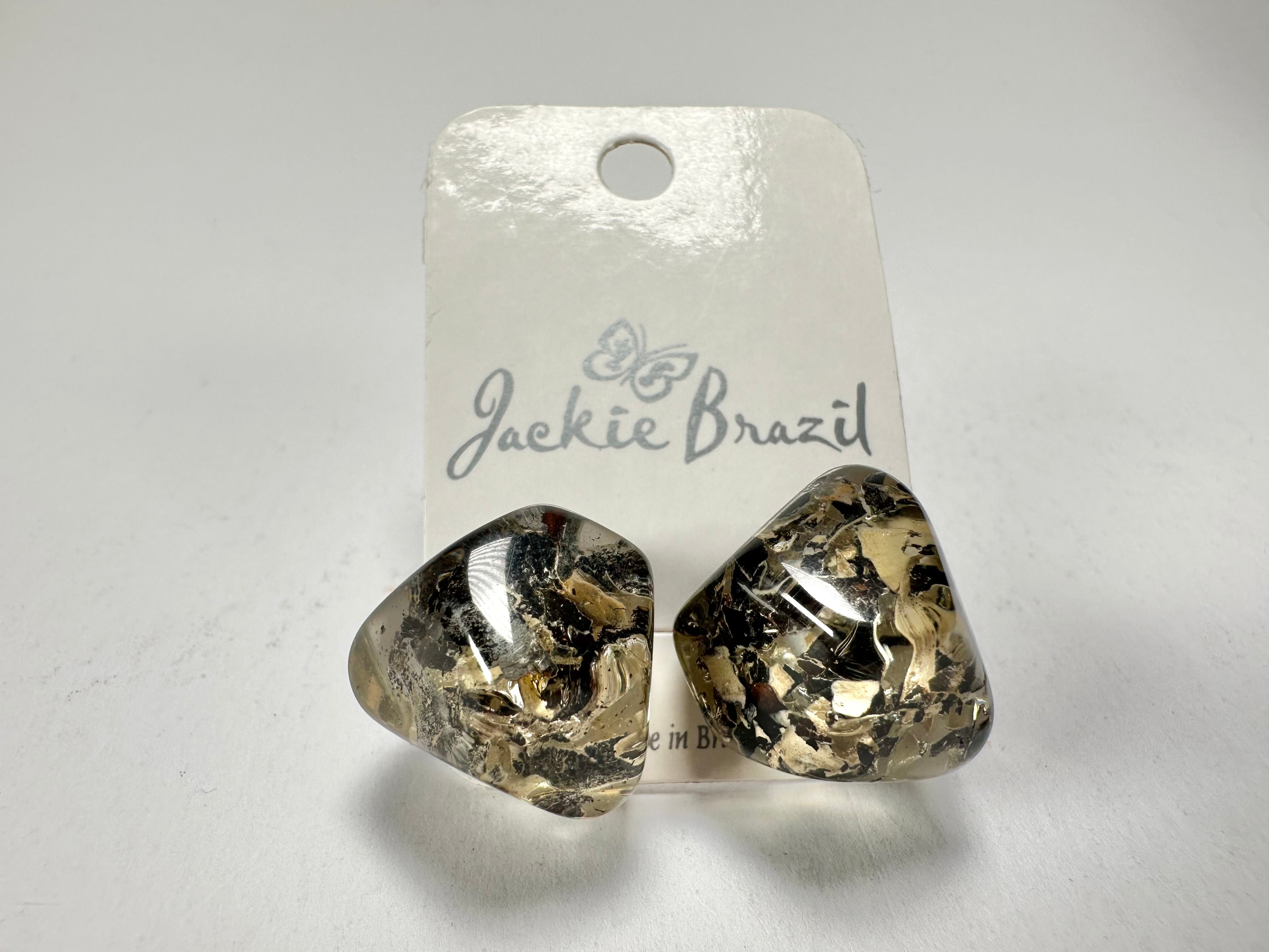 Jackie Brazil "Camille" Seaweed Abstract Resin Earrings ( E1053 )
